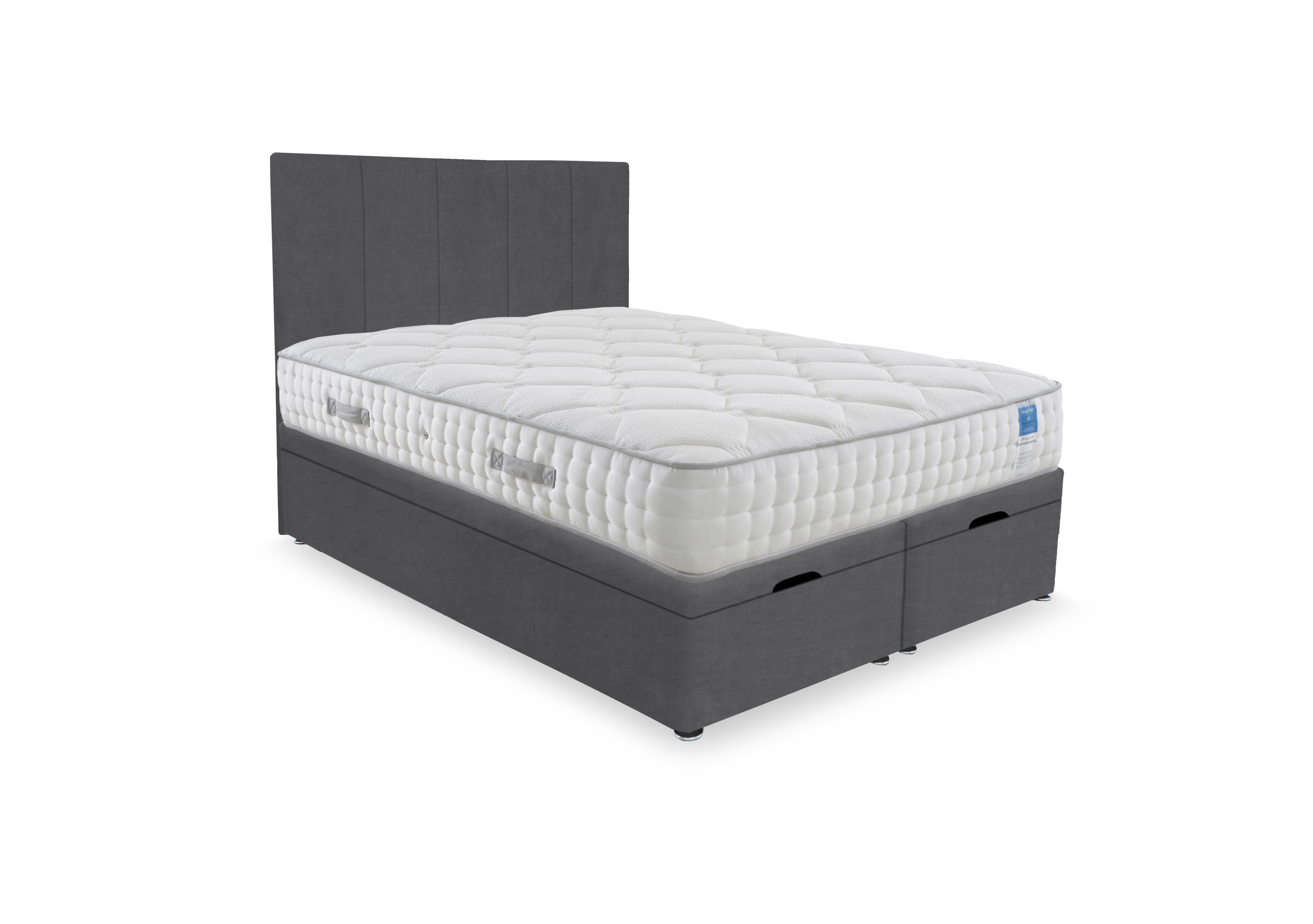 Memory Luxe End Lift Ottoman Divan Set in Plush Dark Grey on Furniture Village