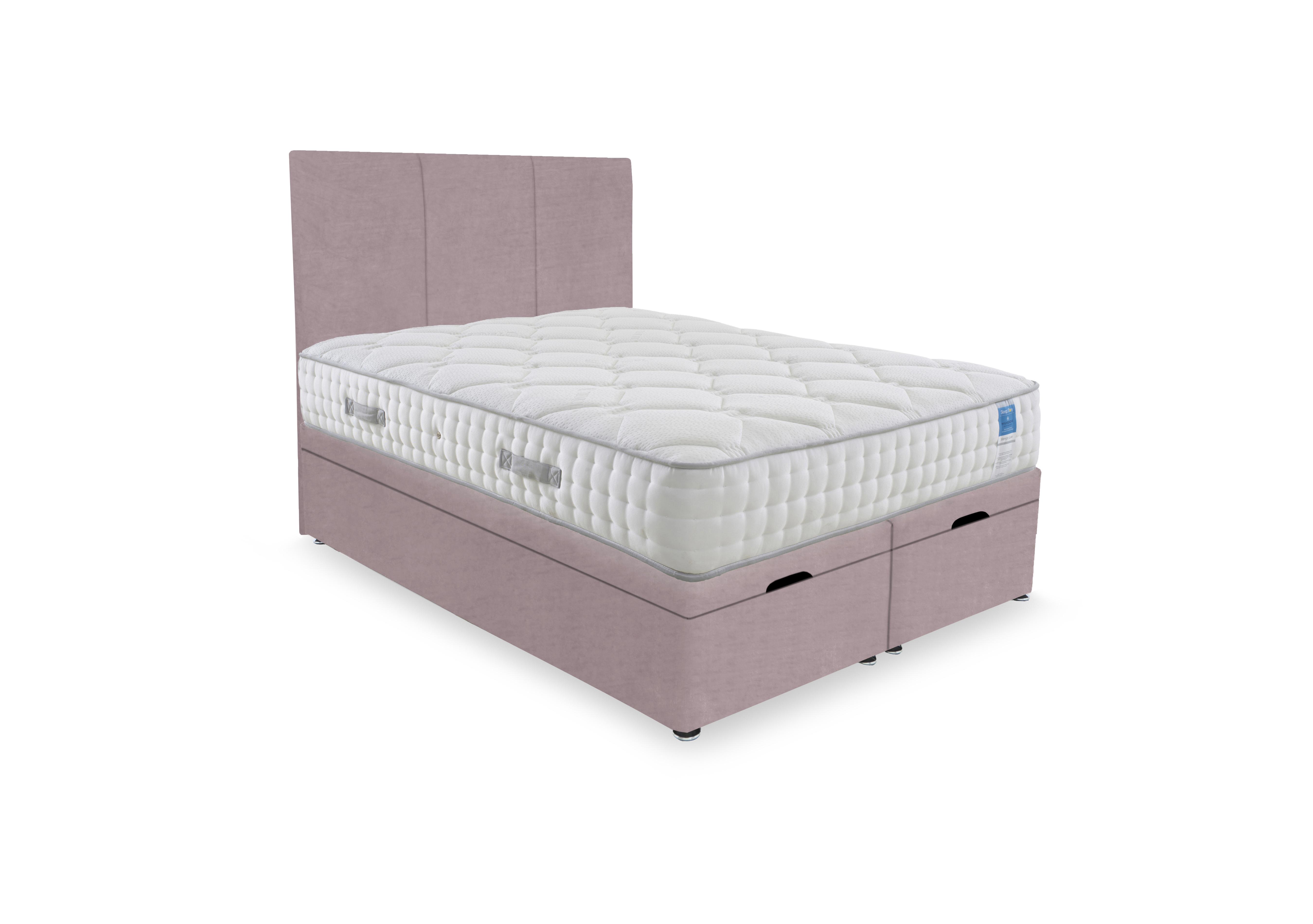 Memory Luxe End Lift Ottoman Divan Set in Plush Lilac on Furniture Village