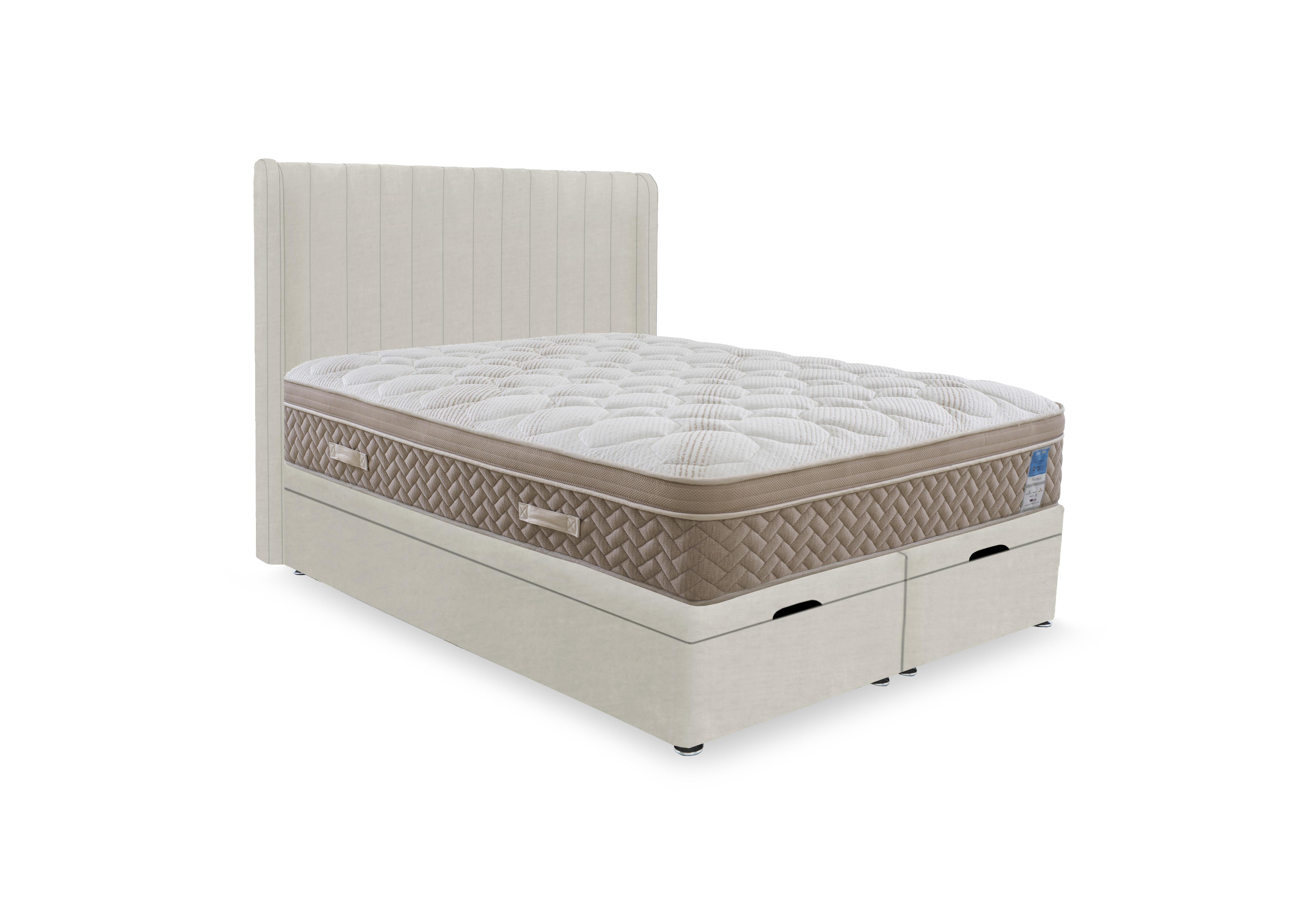 PlushTech End Lift Ottoman Divan Set in Plush Ecru on Furniture Village