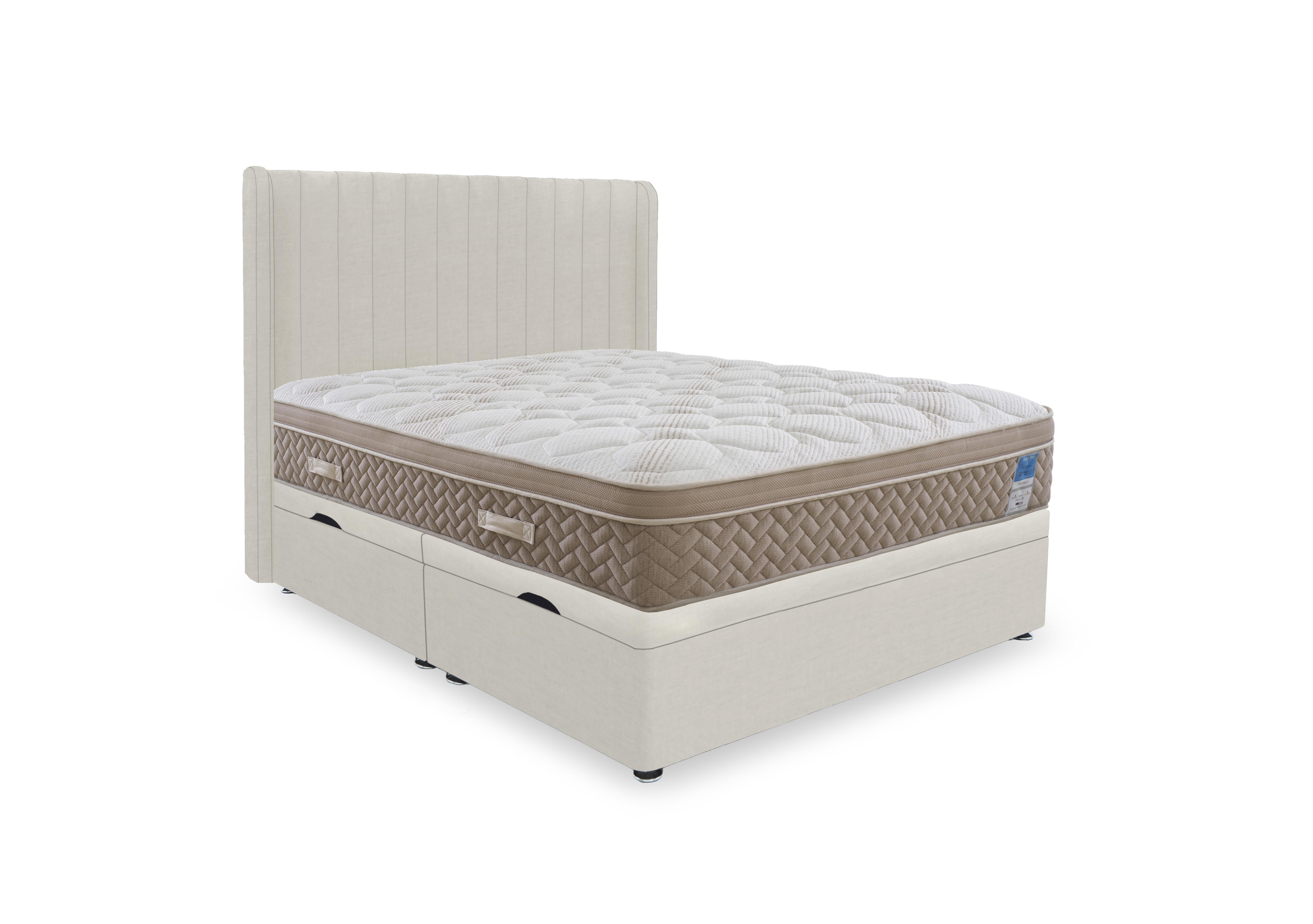 PlushTech Side Lift Ottoman Divan Set in Plush Ecru on Furniture Village
