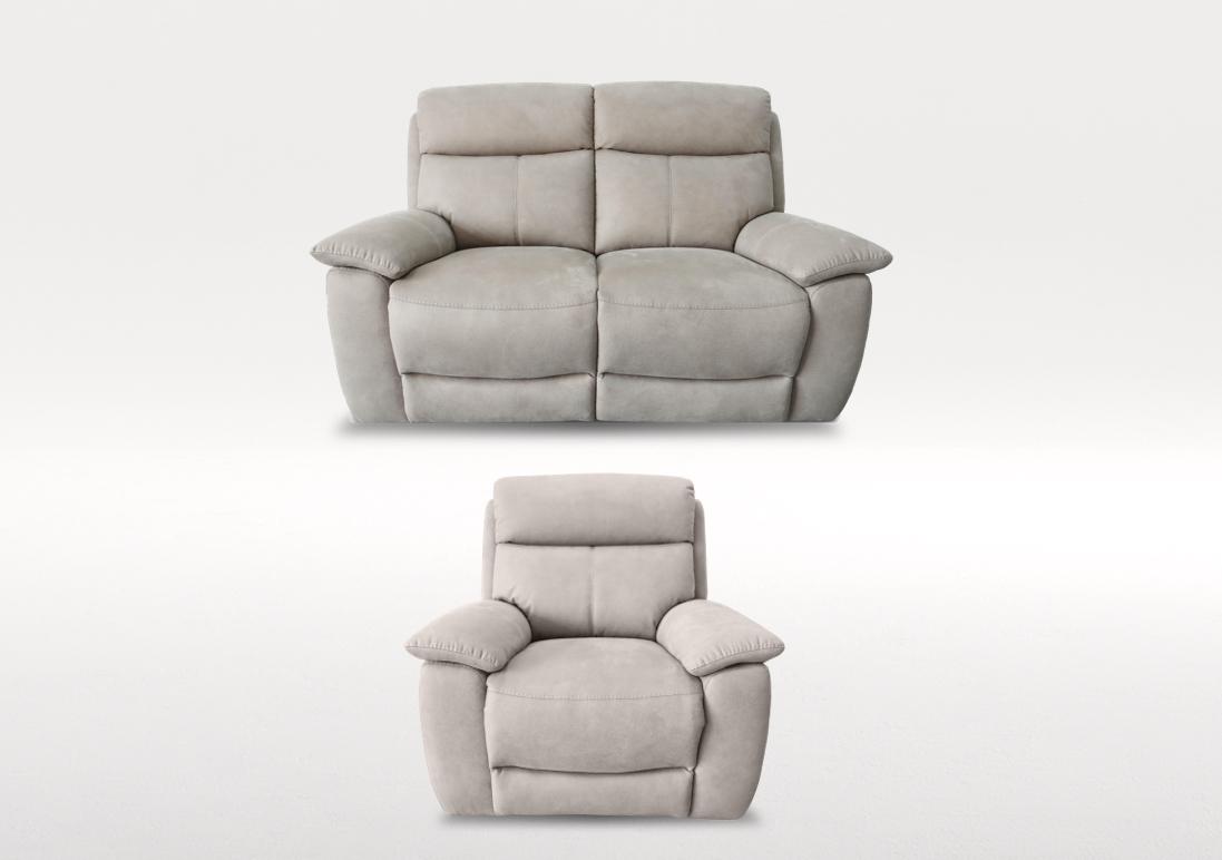 Echo 2 Seater Fabric Power Recliner Sofa and Armchair Set in Bfa-Blj-R946 Silver on Furniture Village