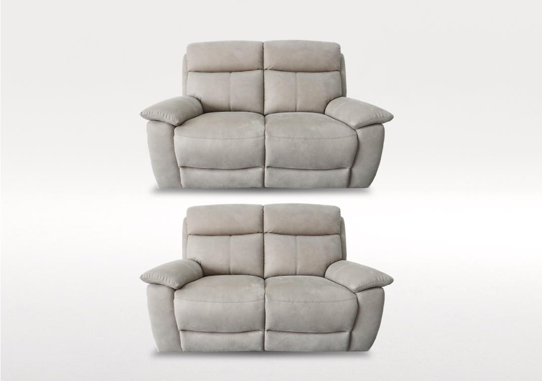Echo Set of Two 2 Seater Fabric Power Recliner Sofas in Bfa-Blj-R946 Silver on Furniture Village