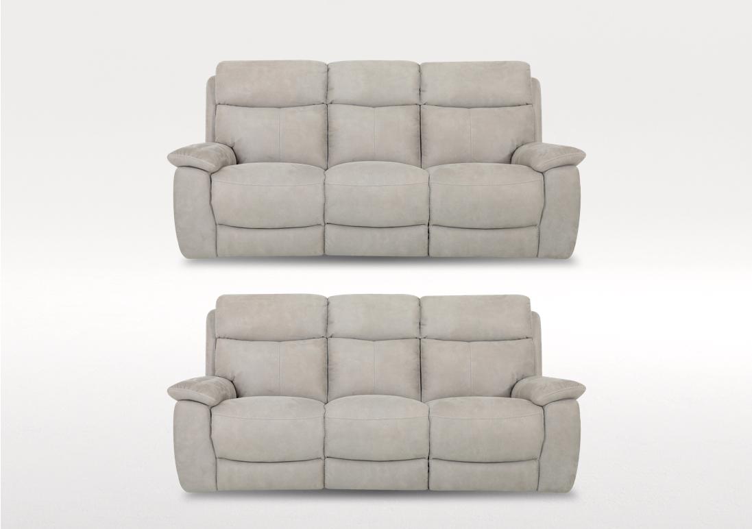 Echo Set of Two 3 Seater Fabric Power Recliner Sofas in Bfa-Blj-R946 Silver on Furniture Village