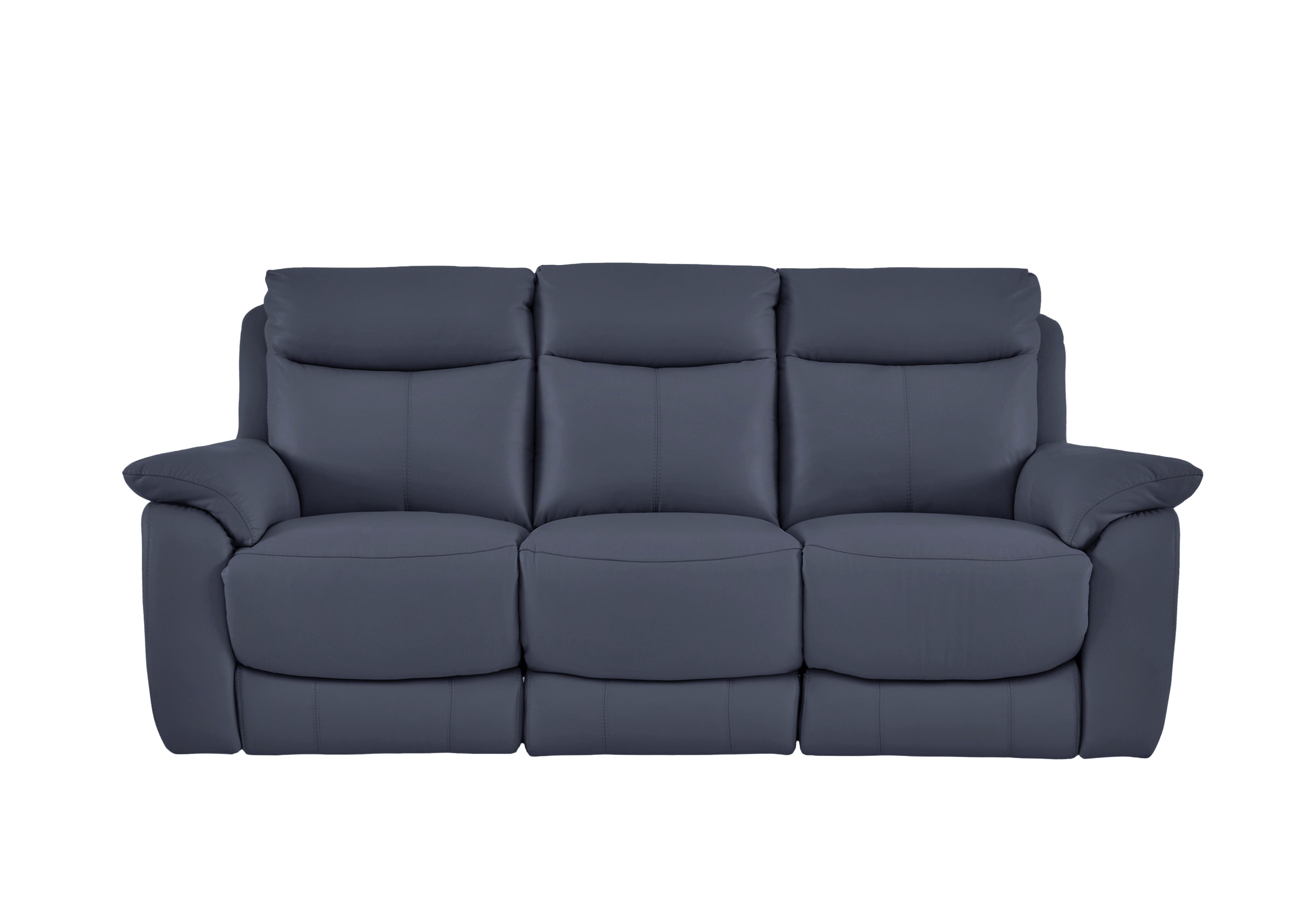 Echo 3 Seater Leather Sofa in Bv-313e Ocean Blue on Furniture Village