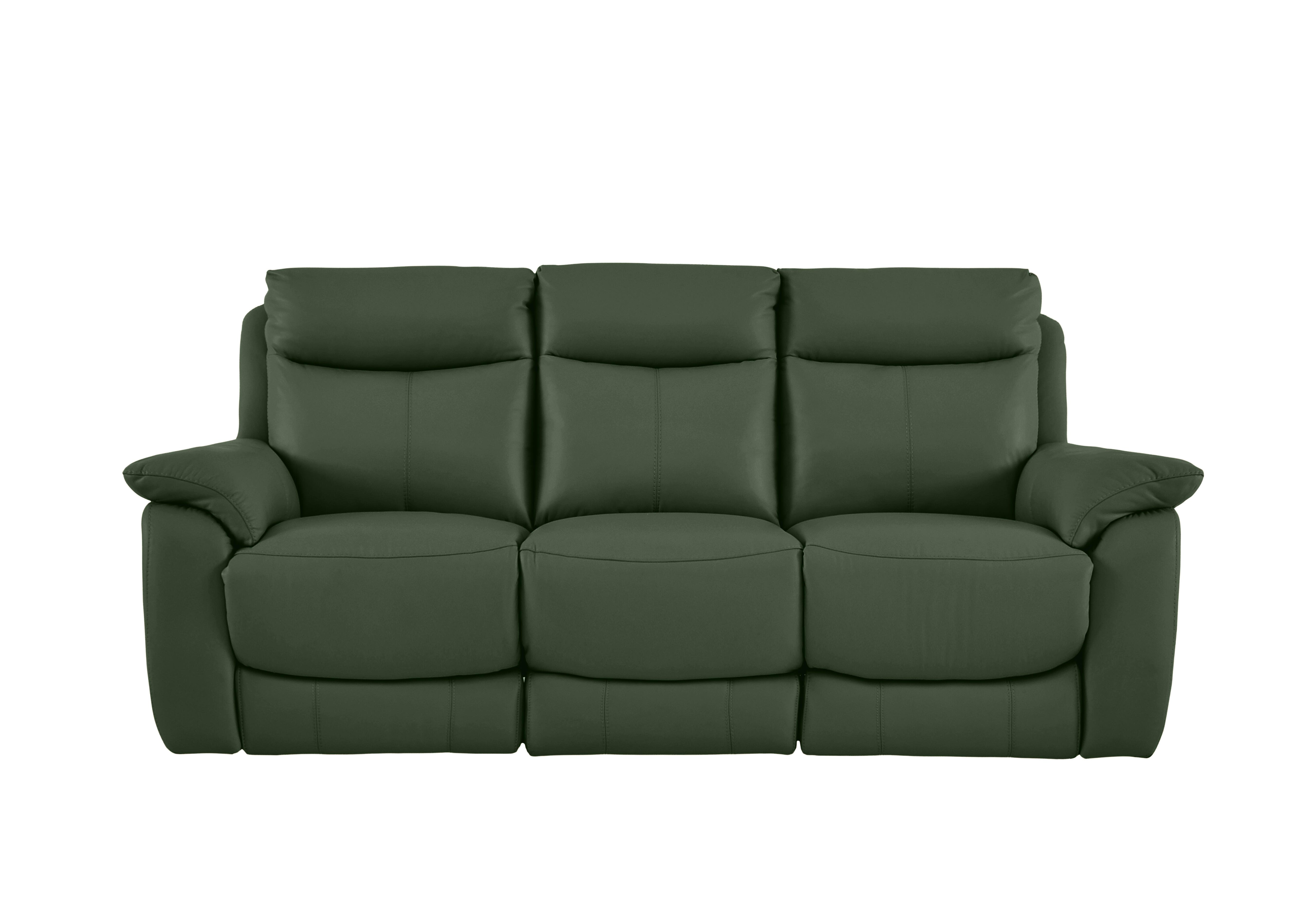 Echo Leather 3 Seater Power Recliner Sofa in Bv-371e Chive Green on Furniture Village