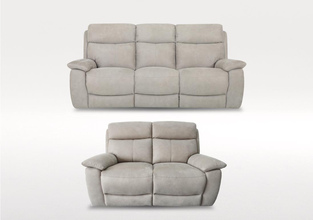 Echo 3 and 2 Seater Fabric Power Recliner Sofa Set in Bfa-Blj-R946 Silver on Furniture Village
