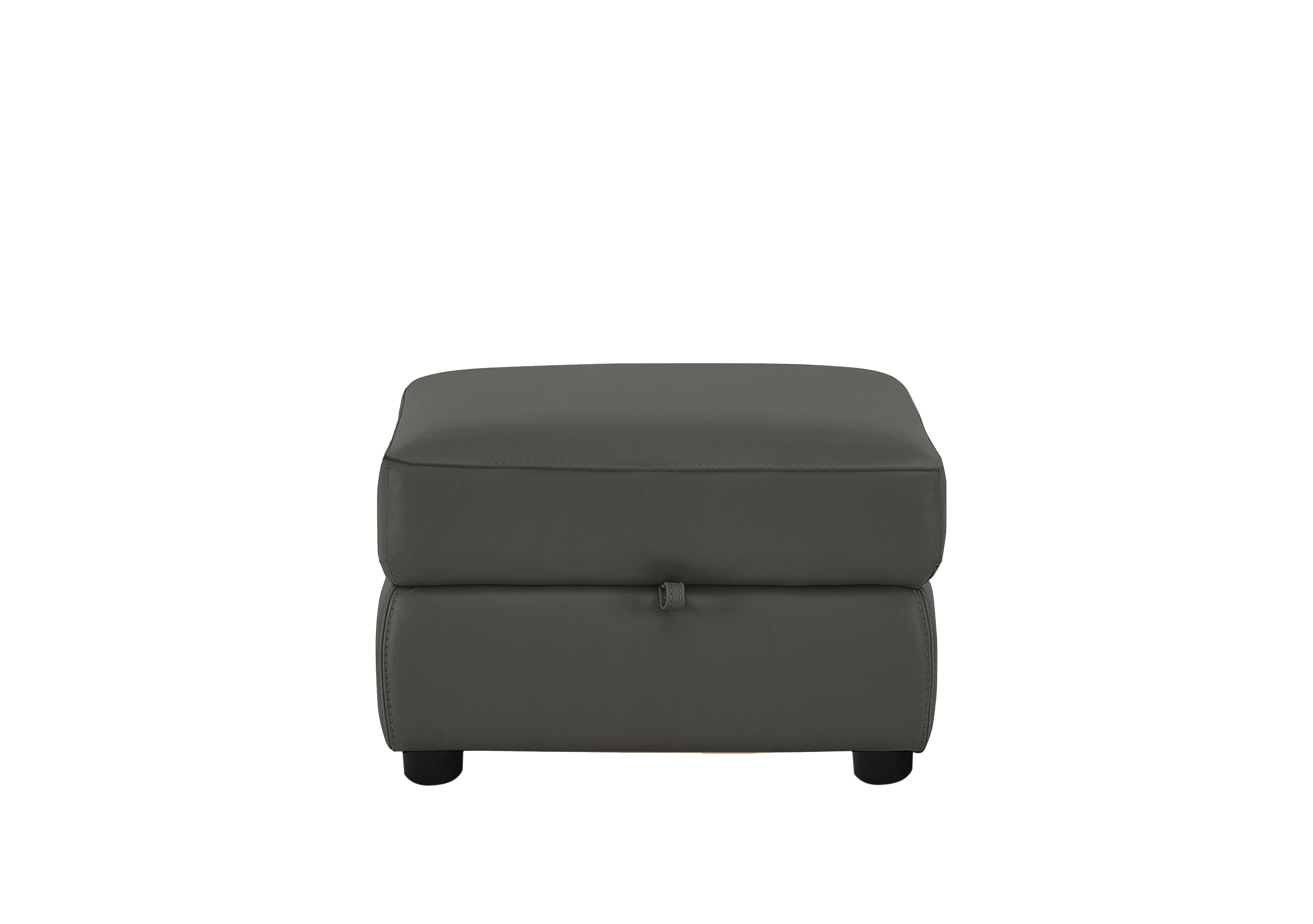 Echo Leather Storage Footstool in Bv-088e Charcoal Grey on Furniture Village