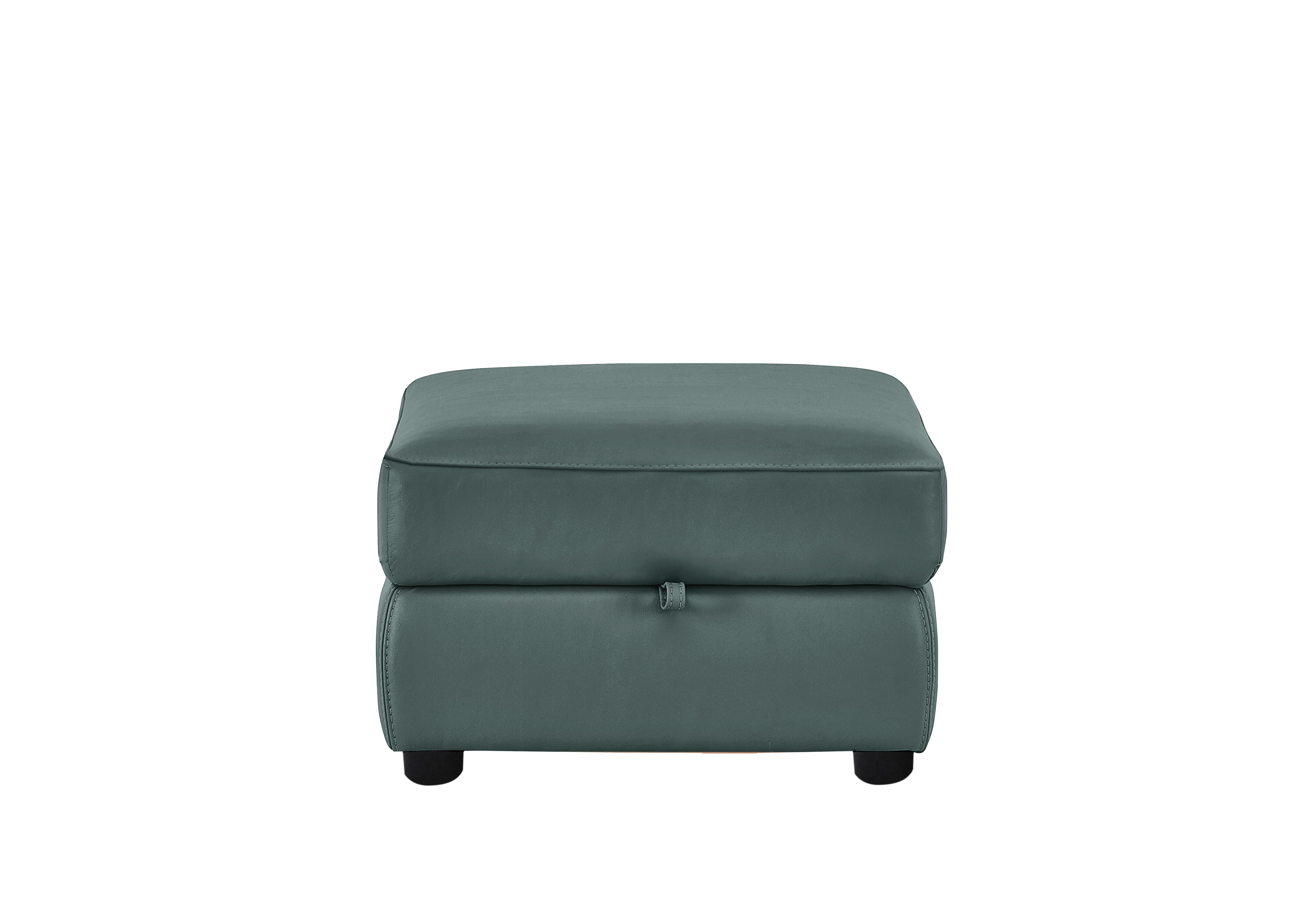 Echo Leather Storage Footstool in Bv-301e Lake Green on Furniture Village