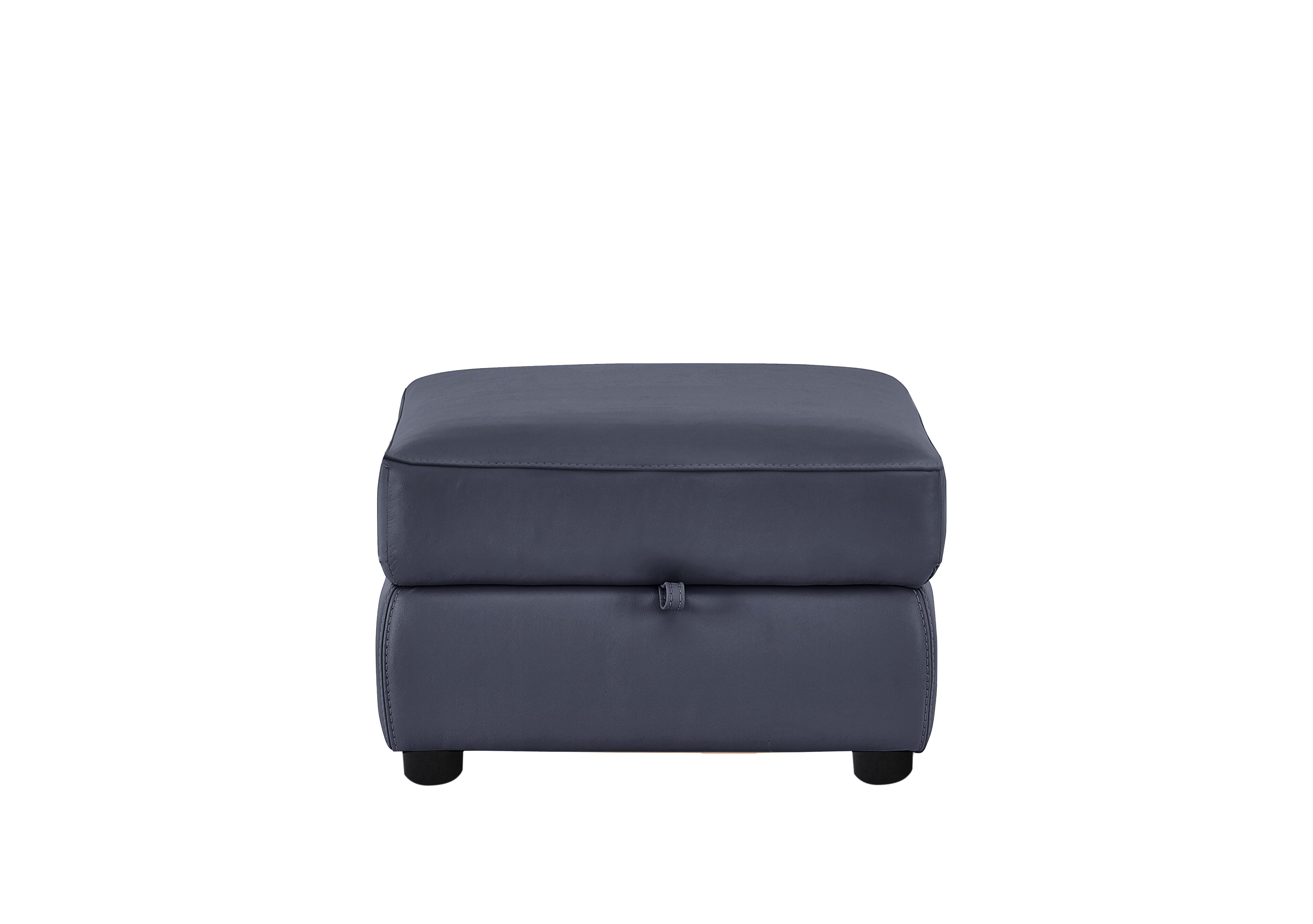Echo Leather Storage Footstool in Bv-313e Ocean Blue on Furniture Village