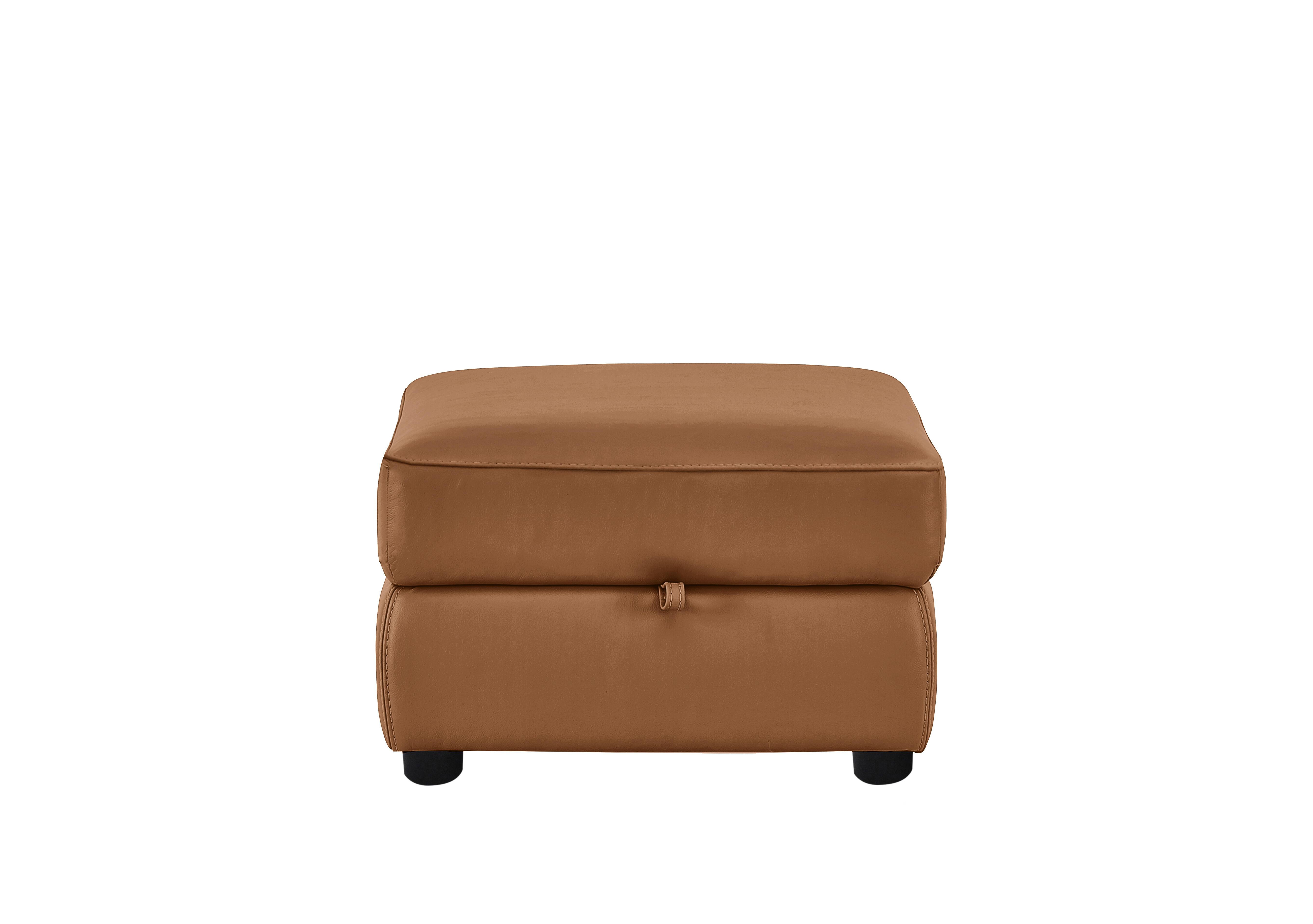 Echo Leather Storage Footstool in Bv-334e Pecan Brown on Furniture Village