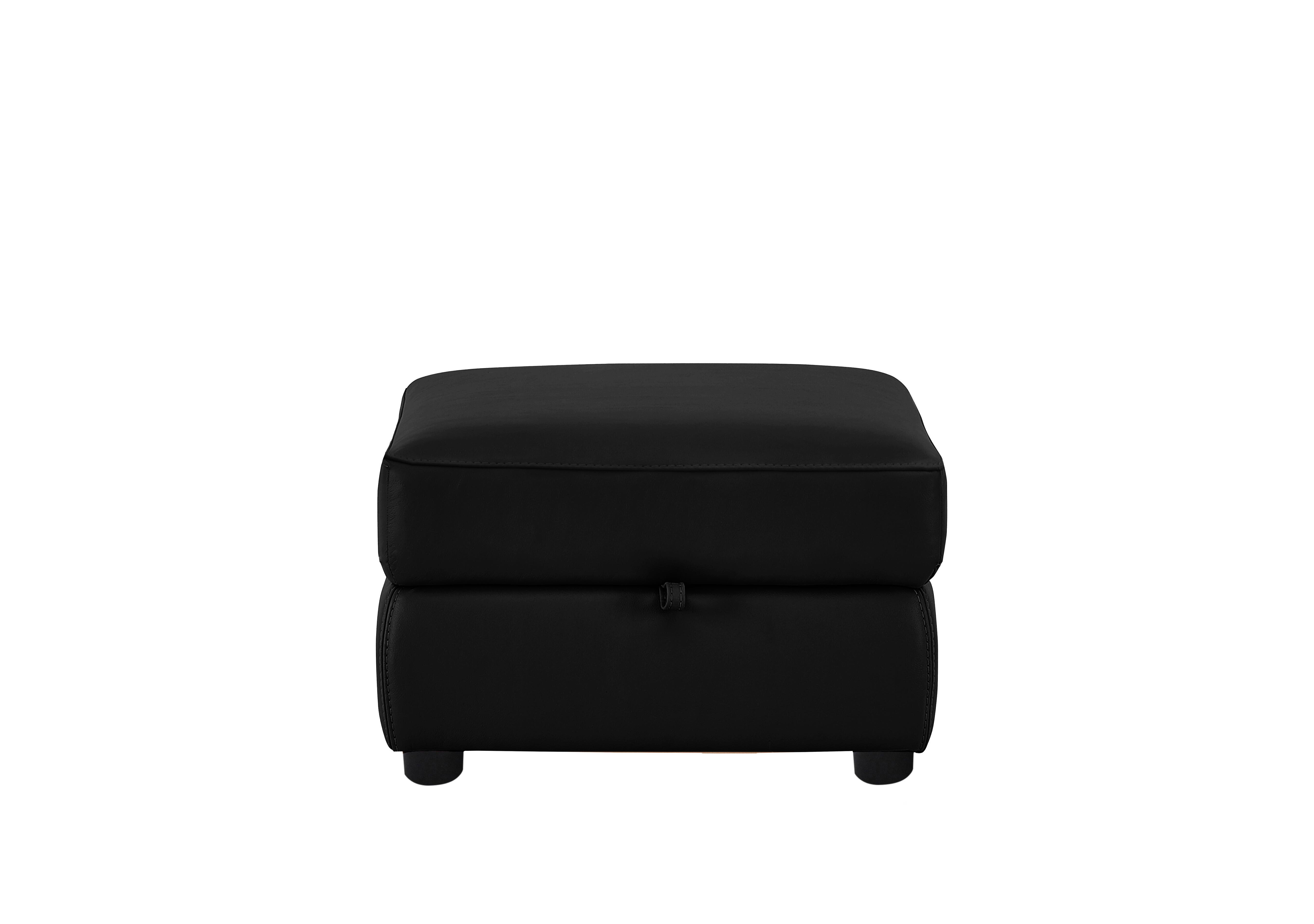 Echo Leather Storage Footstool in Bv-3500 Black on Furniture Village