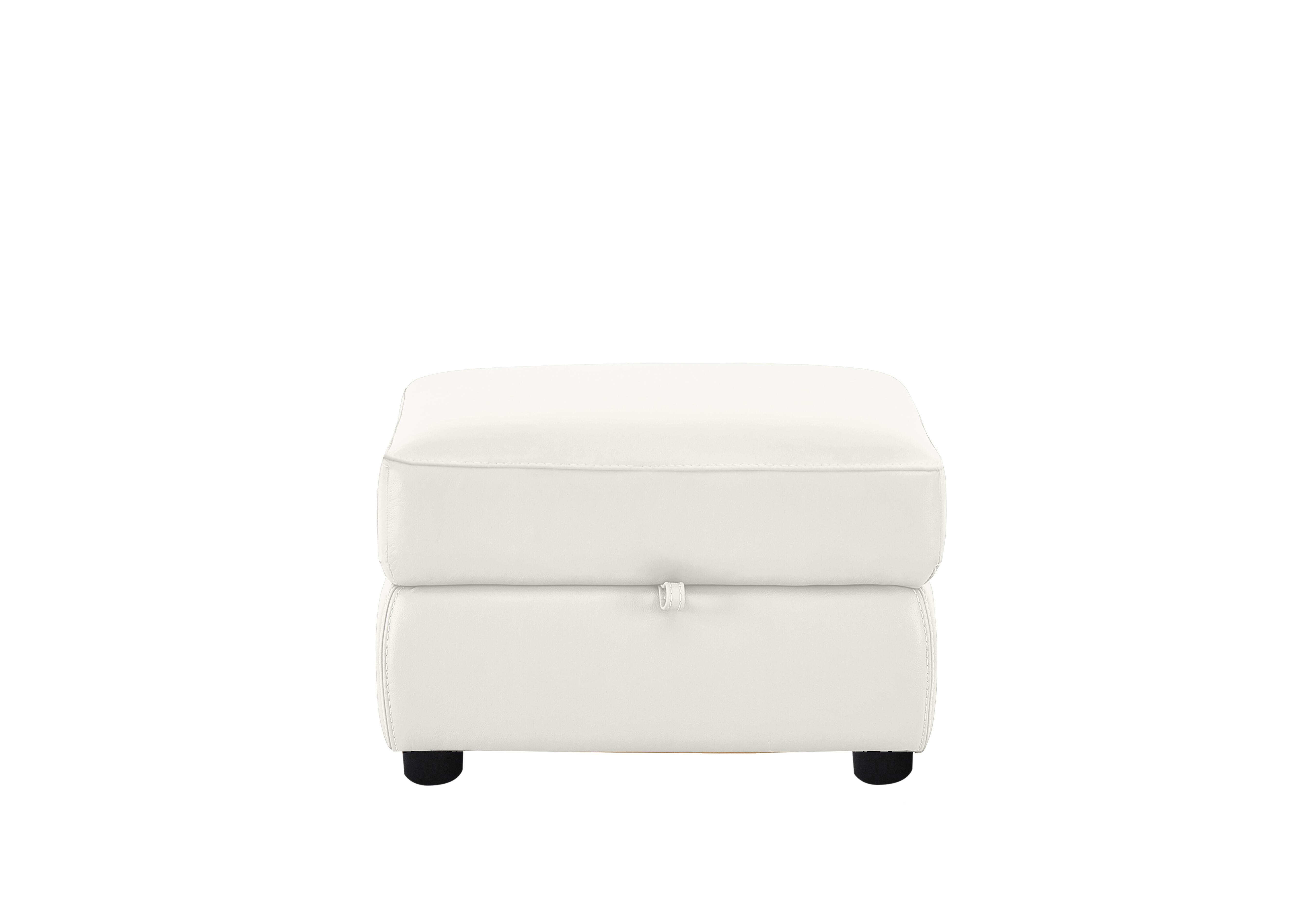 Echo Leather Storage Footstool in Bv-744d Star White on Furniture Village