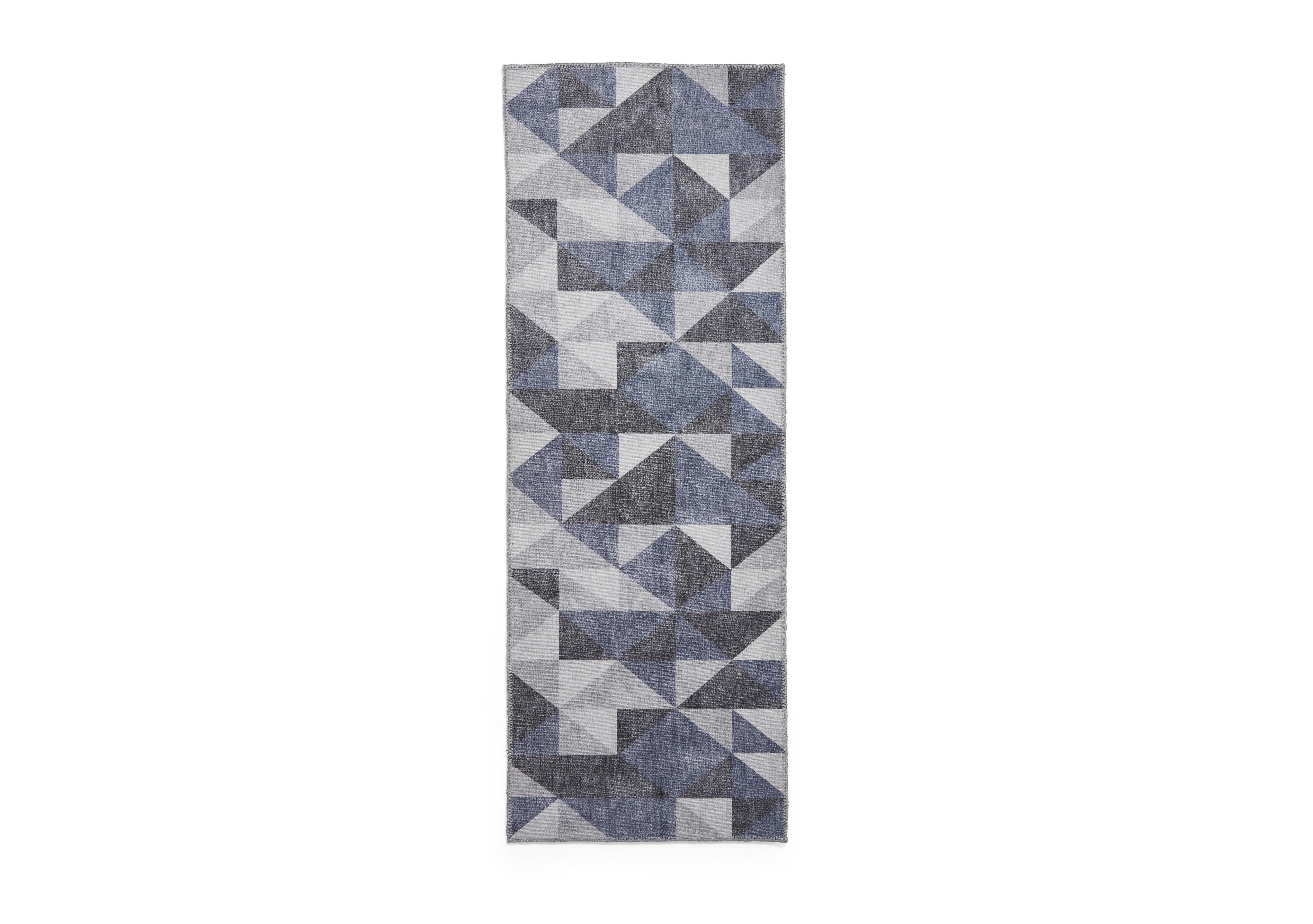 Veya Washable Runner in Blue - Grey on Furniture Village