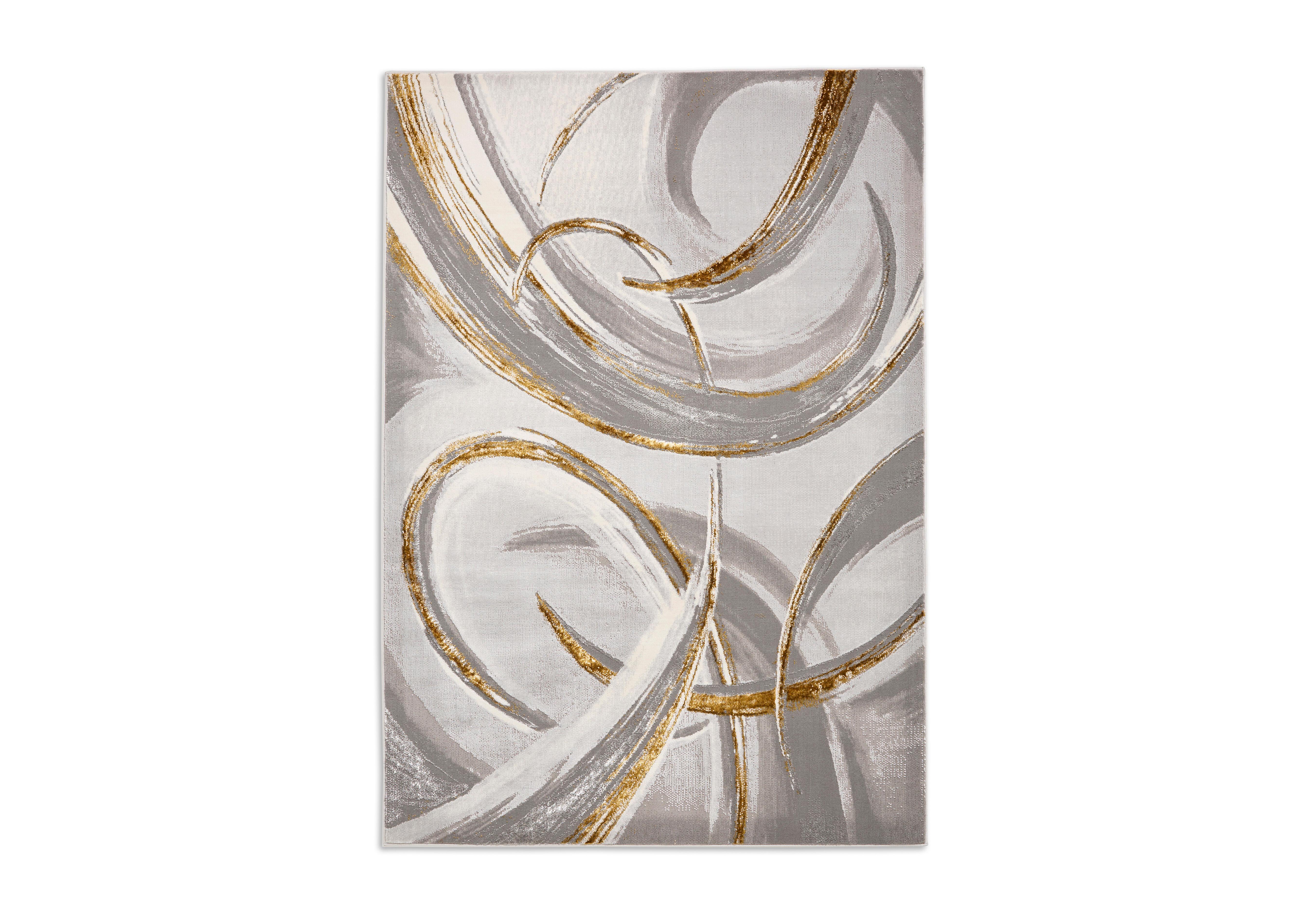 Xenio Rug in Grey - Gold on Furniture Village