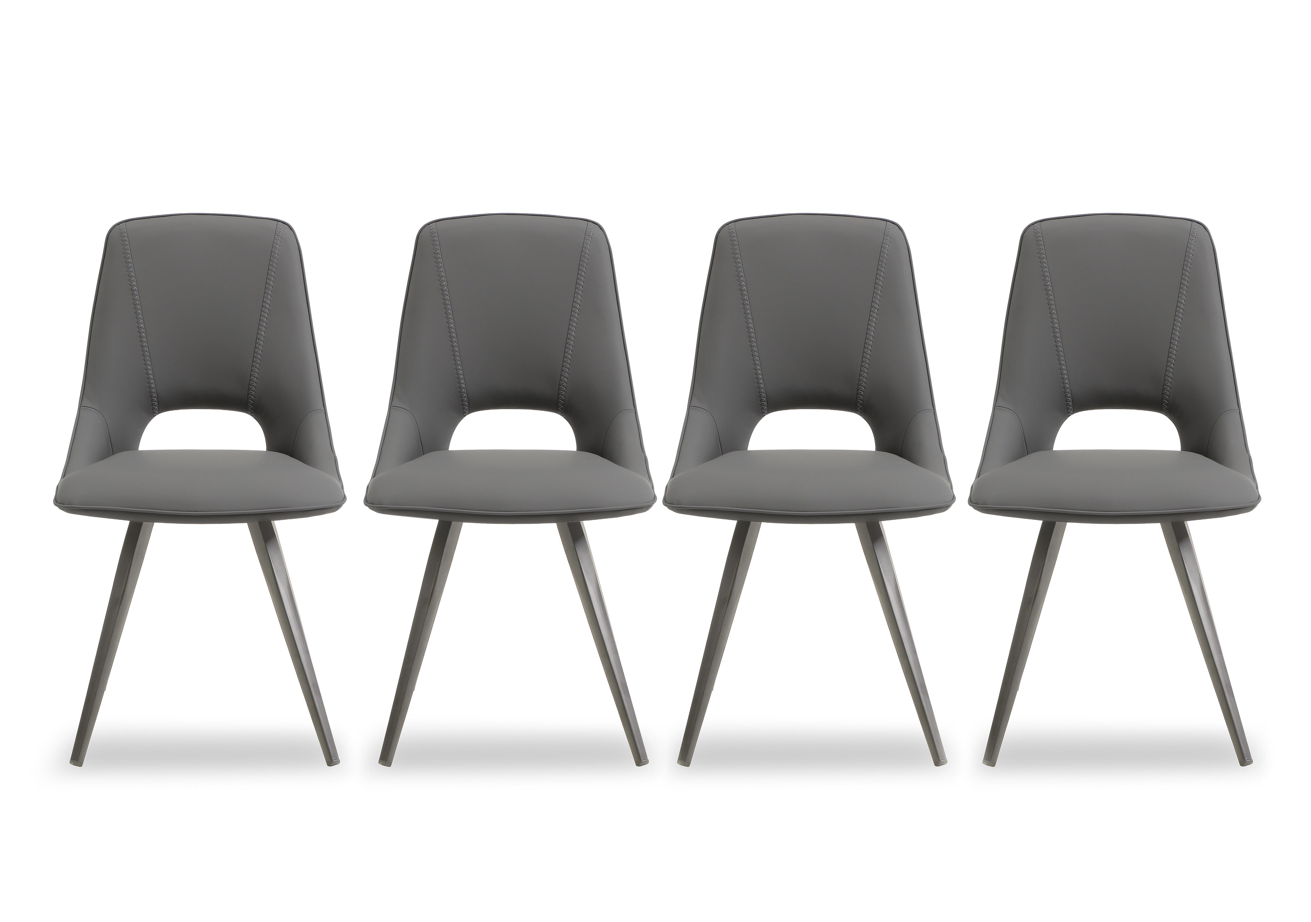 Matera Set of 4 Faux Leather Dining Chairs with Taupe Legs in Anthracite on Furniture Village