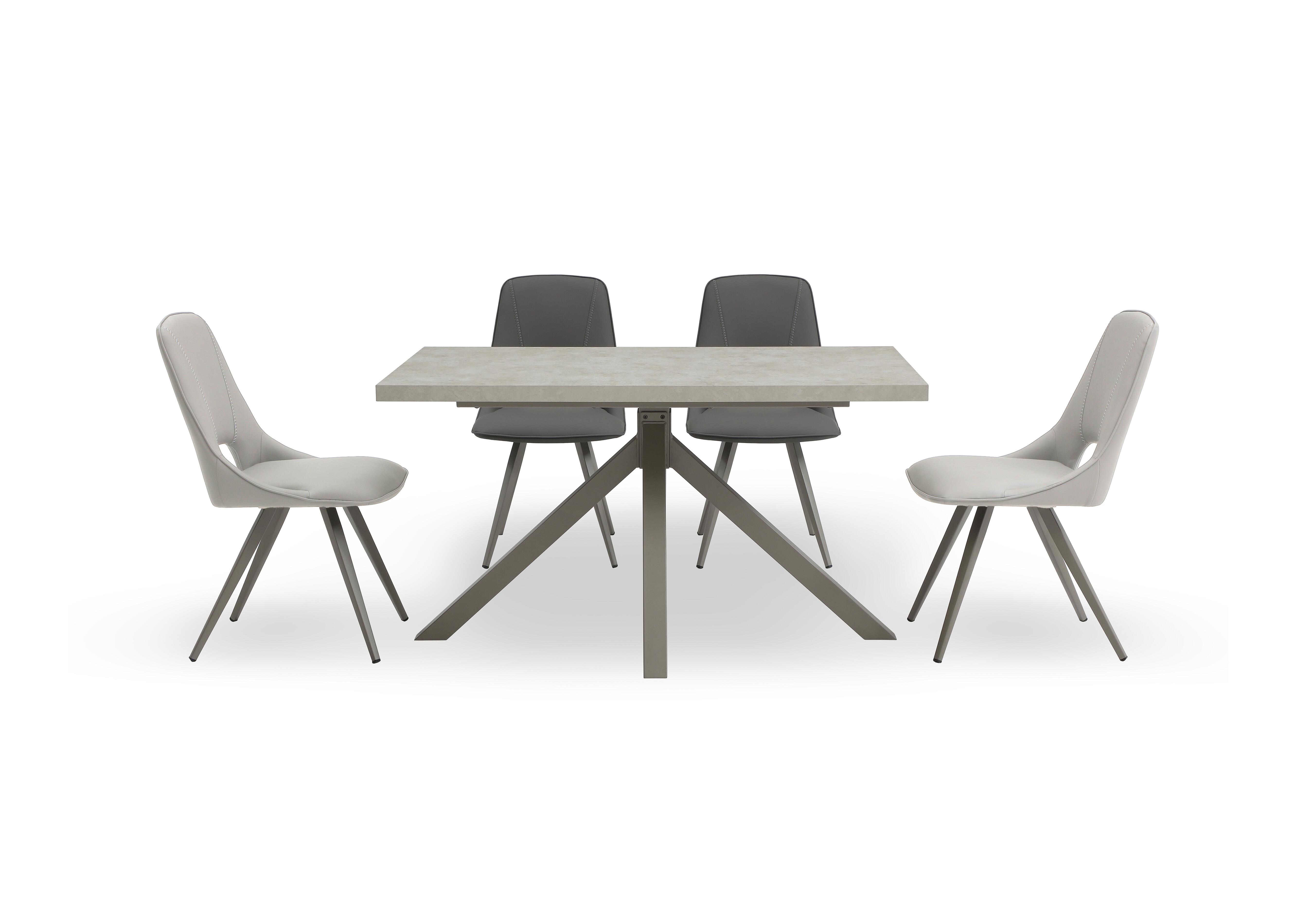 Matera Compact Dining Table with Star Base and 4 Faux Leather Dining Chairs with Taupe Legs in Anthracite And Stone on Furniture Village