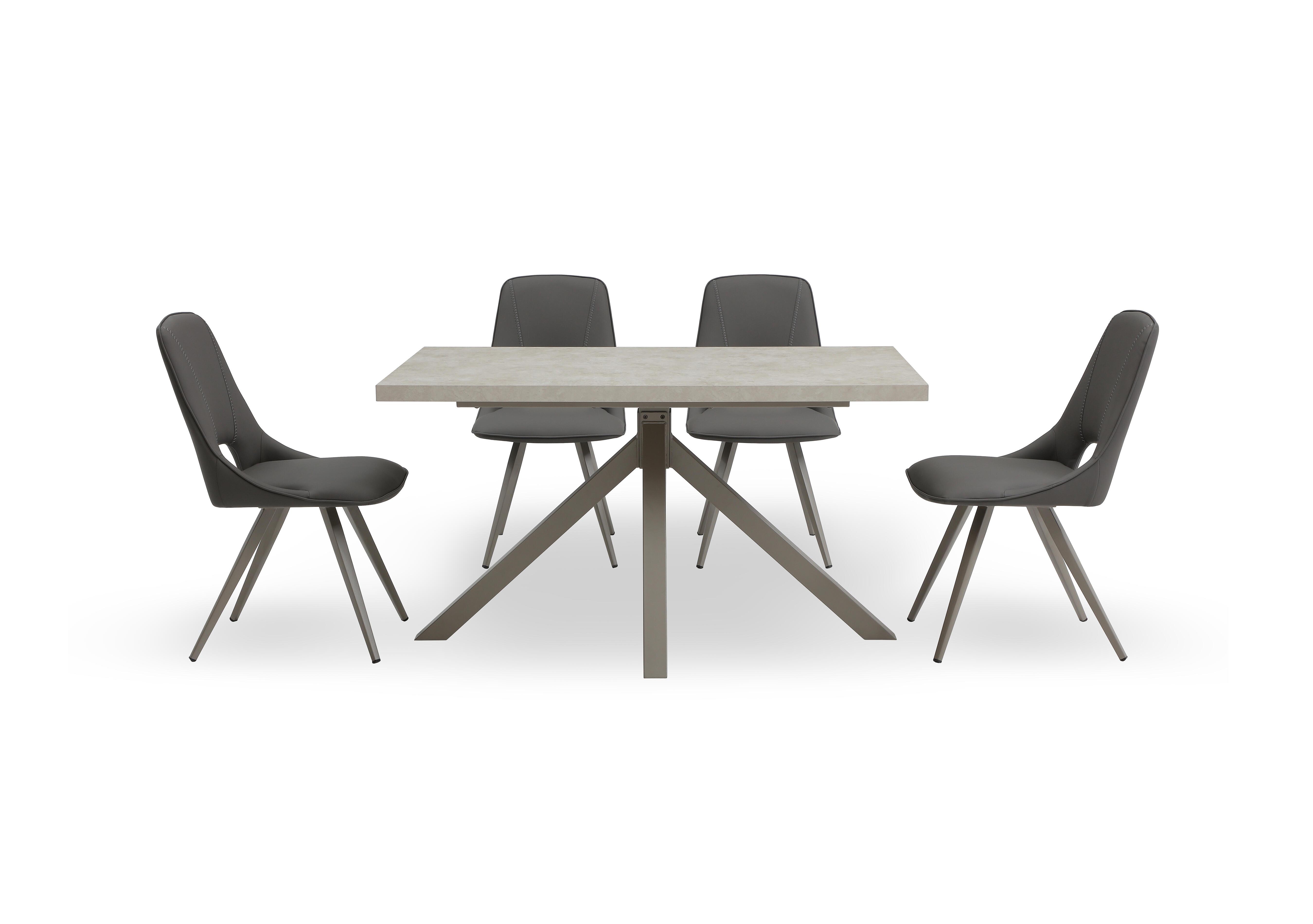 Matera Compact Dining Table with Star Base and 4 Faux Leather Dining Chairs with Taupe Legs in Anthracite on Furniture Village