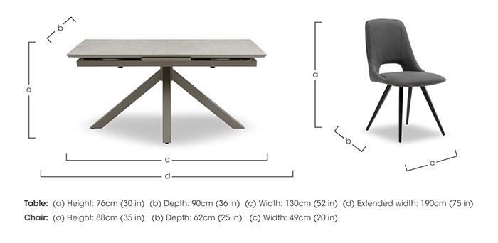 Matera Pop Up Extending Dining Table with Star Base and 6 Fabric Dining Chairs with Black Legs in  on Furniture Village
