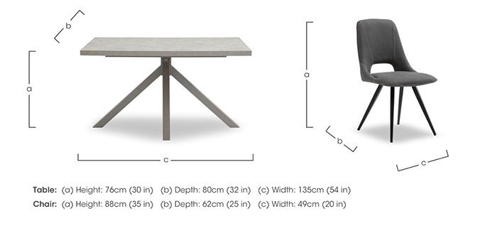 Matera Compact Dining Table with Star Base and 4 Fabric Dining Chairs with Black Legs in  on Furniture Village