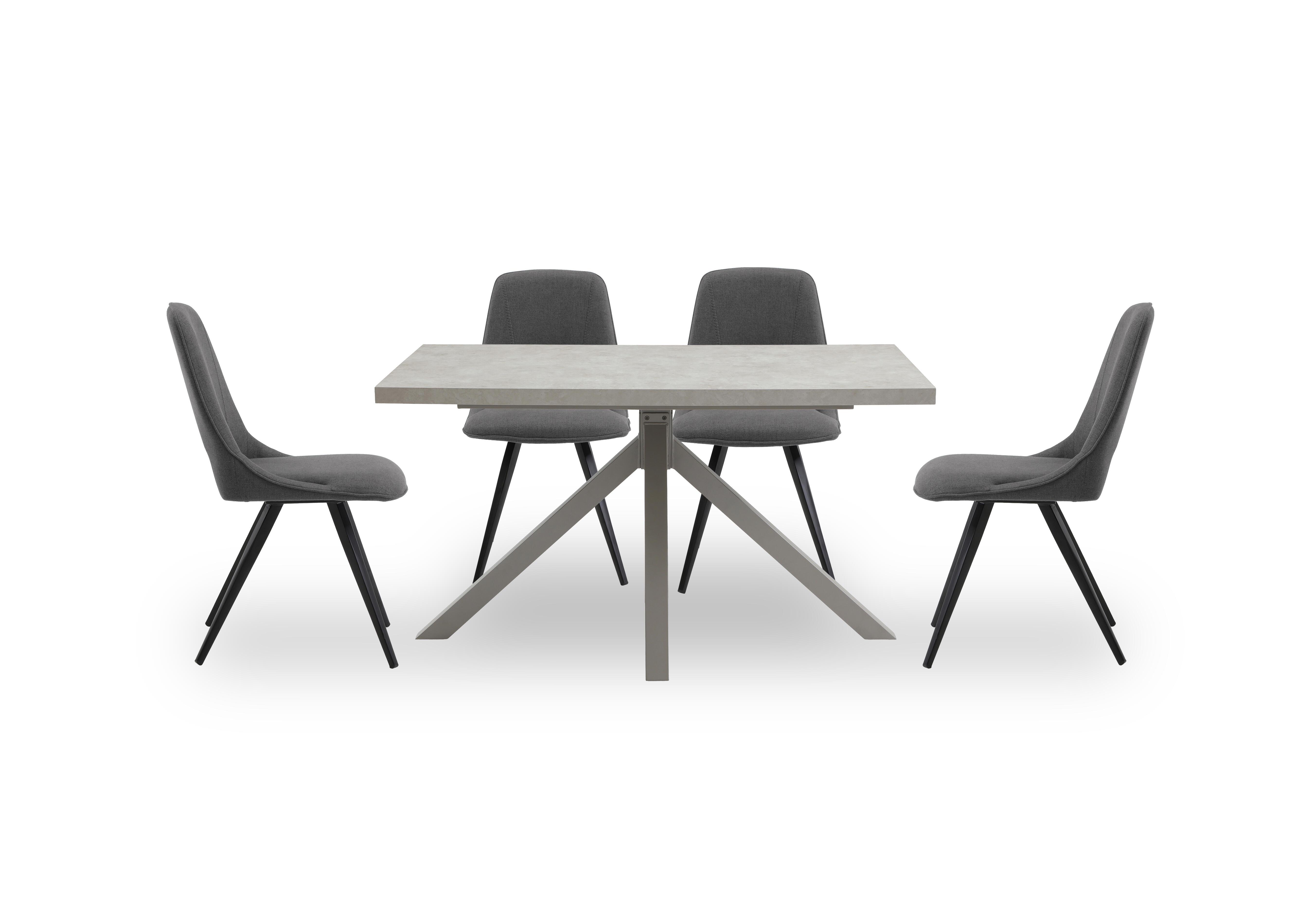 Matera Compact Dining Table with Star Base and 4 Fabric Dining Chairs with Black Legs in Dark Grey on Furniture Village