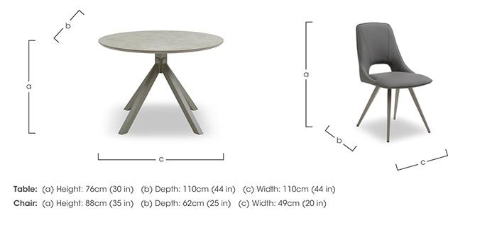 Matera Round Dining Table with Star Base and 4 Faux Leather Dining Chairs with Taupe Legs in  on Furniture Village