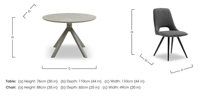 Matera Round Dining Table with Star Base and 4 Fabric Dining Chairs with Black Legs in  on Furniture Village