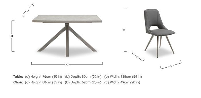 Matera Compact Dining Table with Star Base and 6 Faux Leather Dining Chairs with Taupe Legs in  on Furniture Village