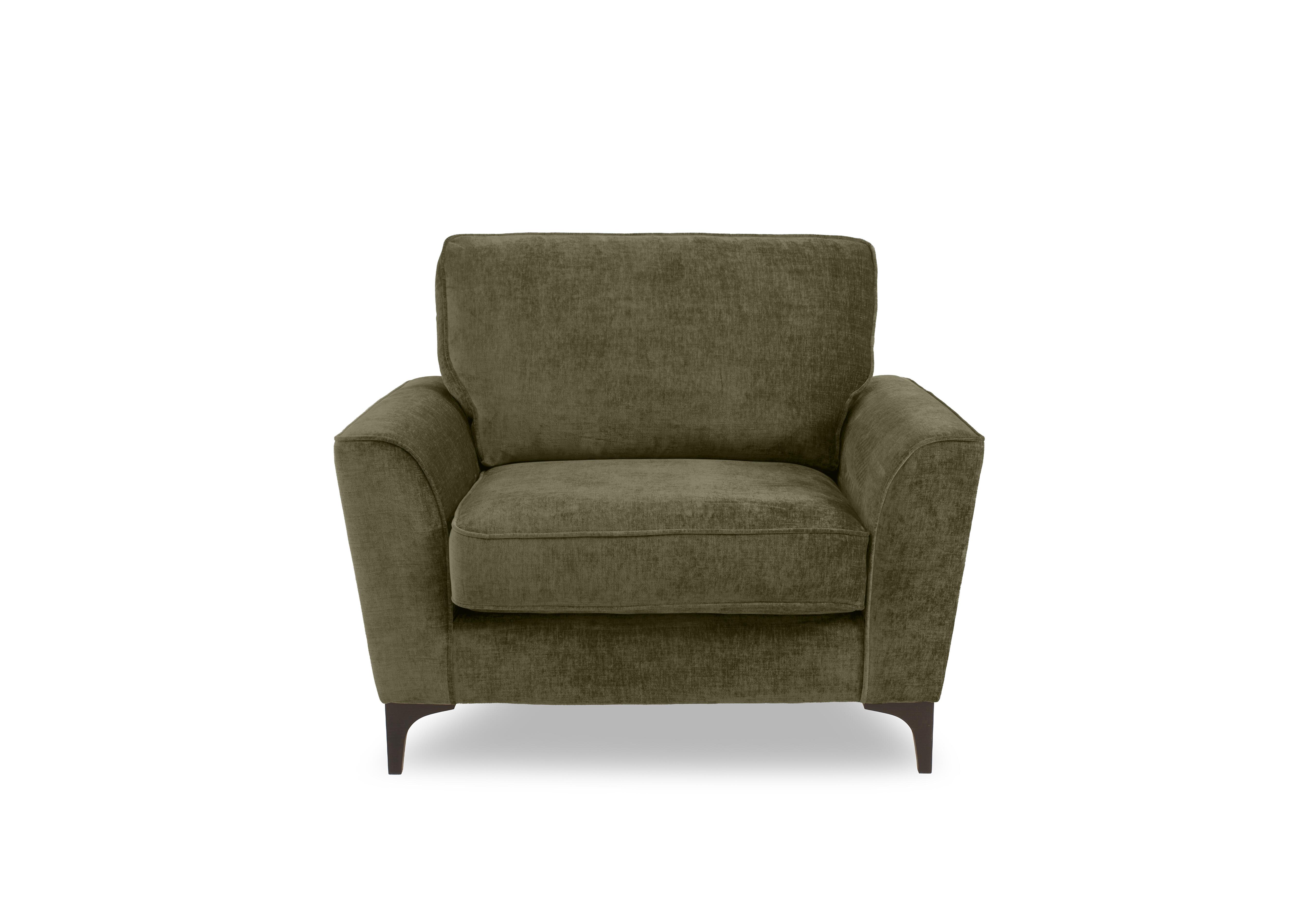 Primrose Snuggler Chair in Dion Olive Dk Ft on Furniture Village