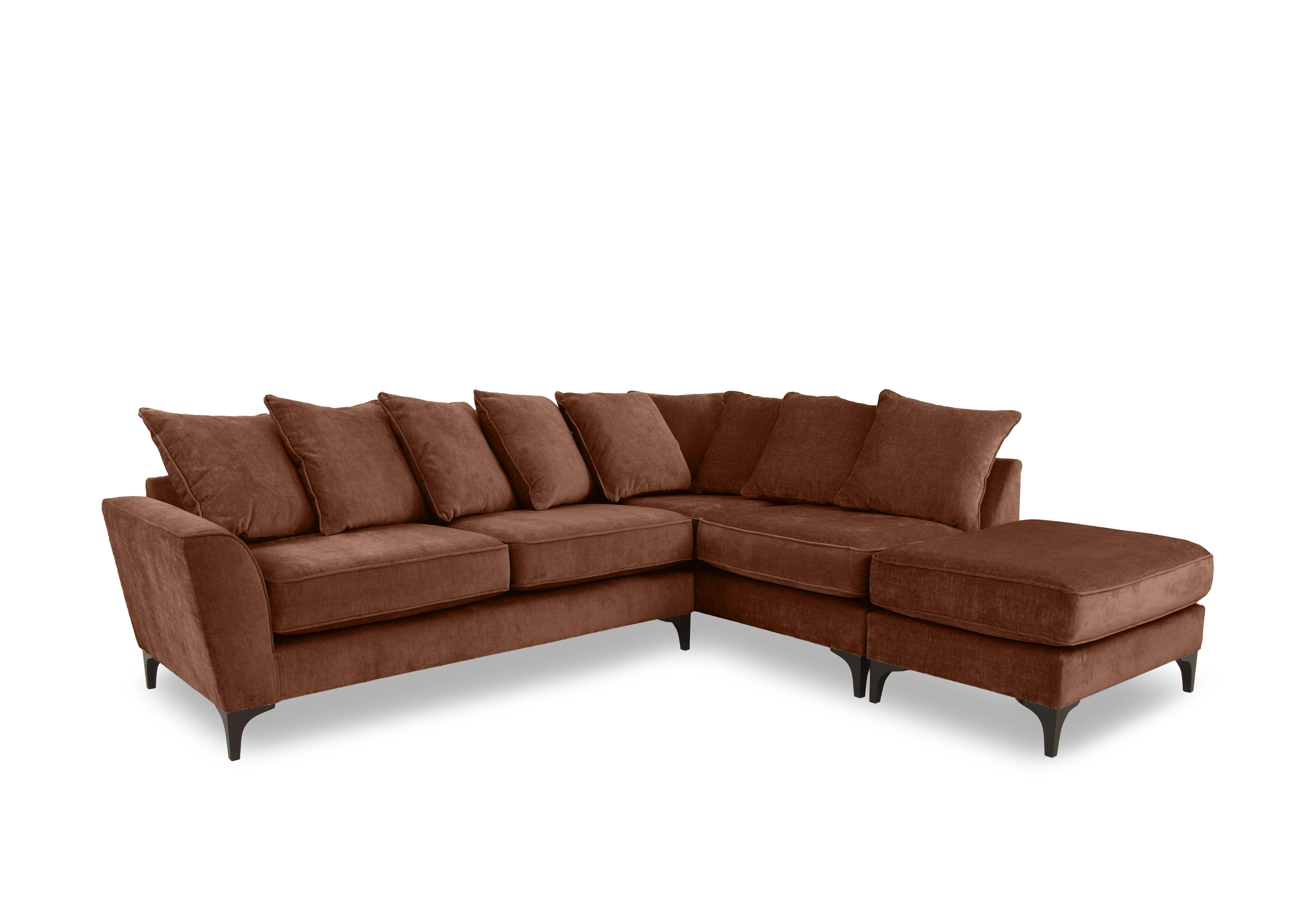 Primrose Scatter Back Corner Sofa with Footstool in Dion Brandy Dk Ft on Furniture Village