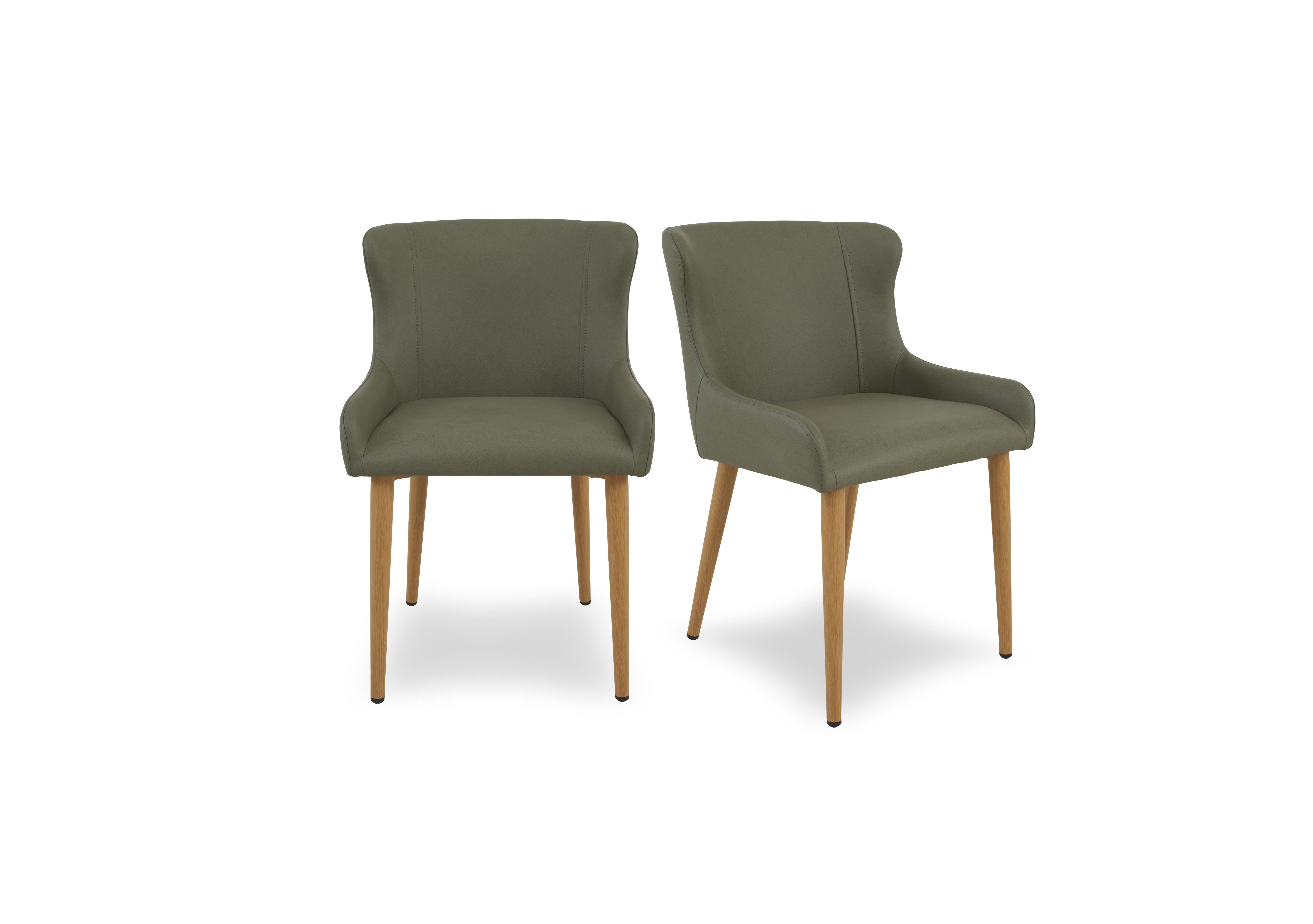 Riga Pair of Upholstered Dining Chairs in Green on Furniture Village