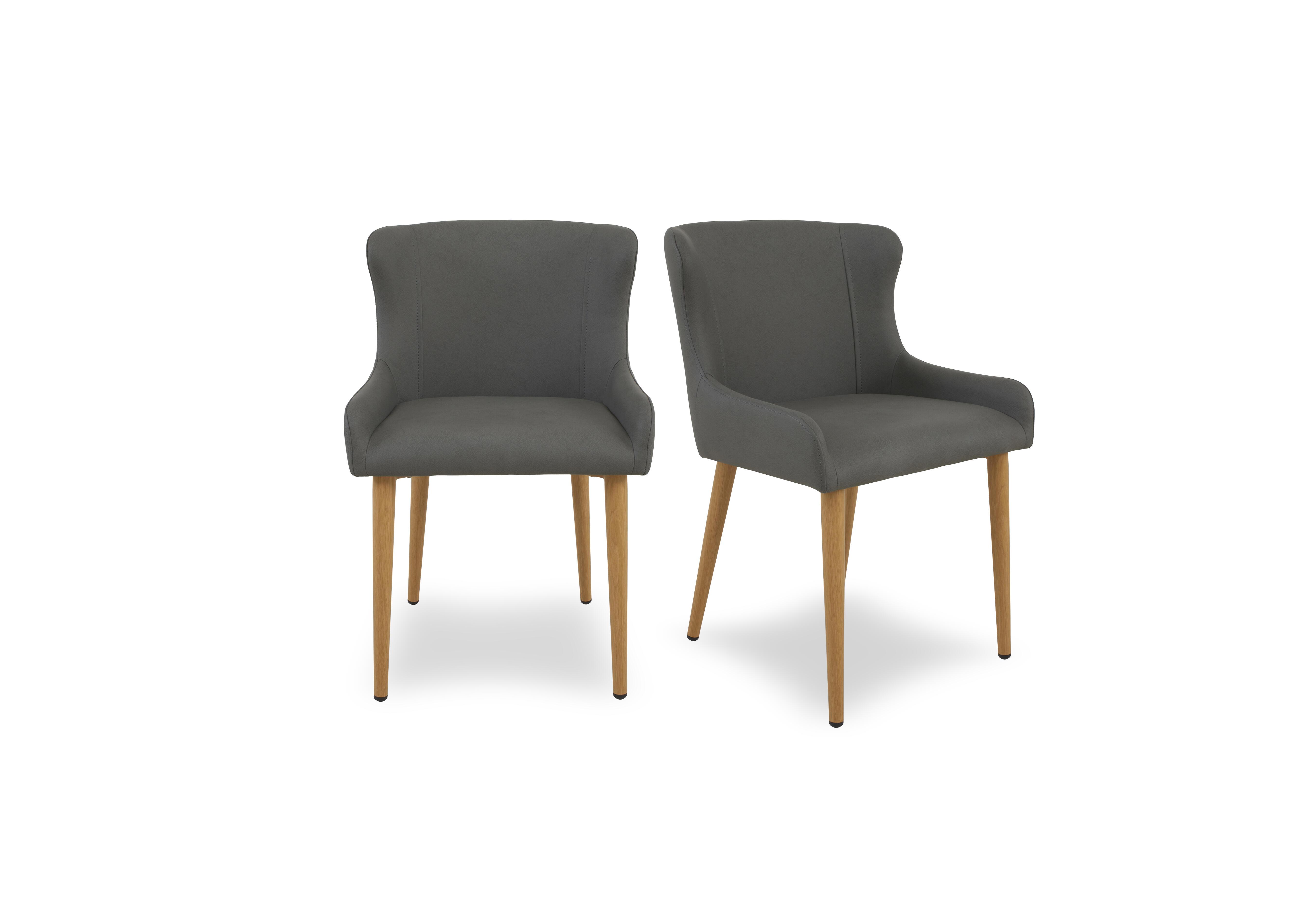 Riga Pair of Upholstered Dining Chairs in Grey on Furniture Village