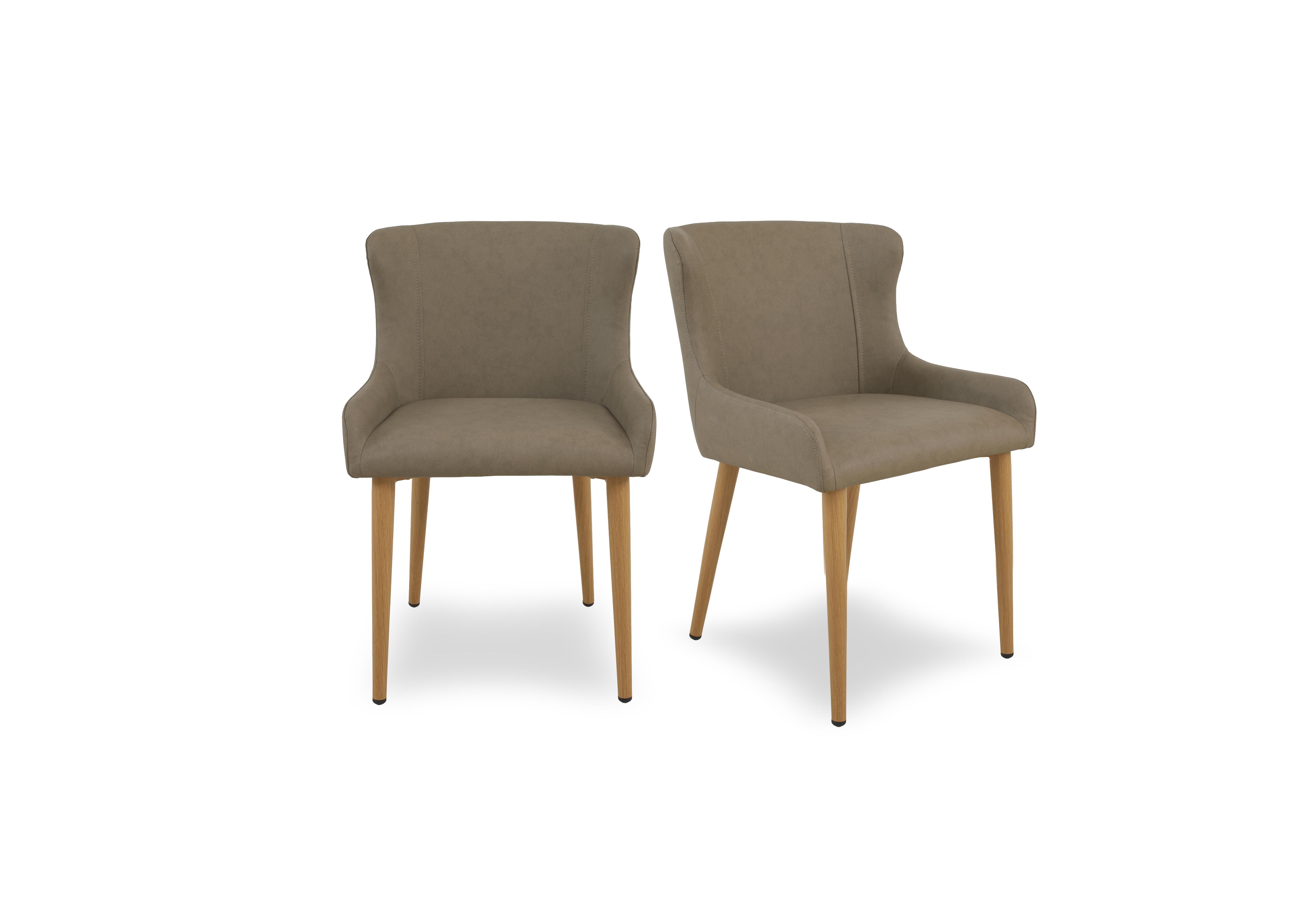 Riga Pair of Upholstered Dining Chairs in Taupe on Furniture Village