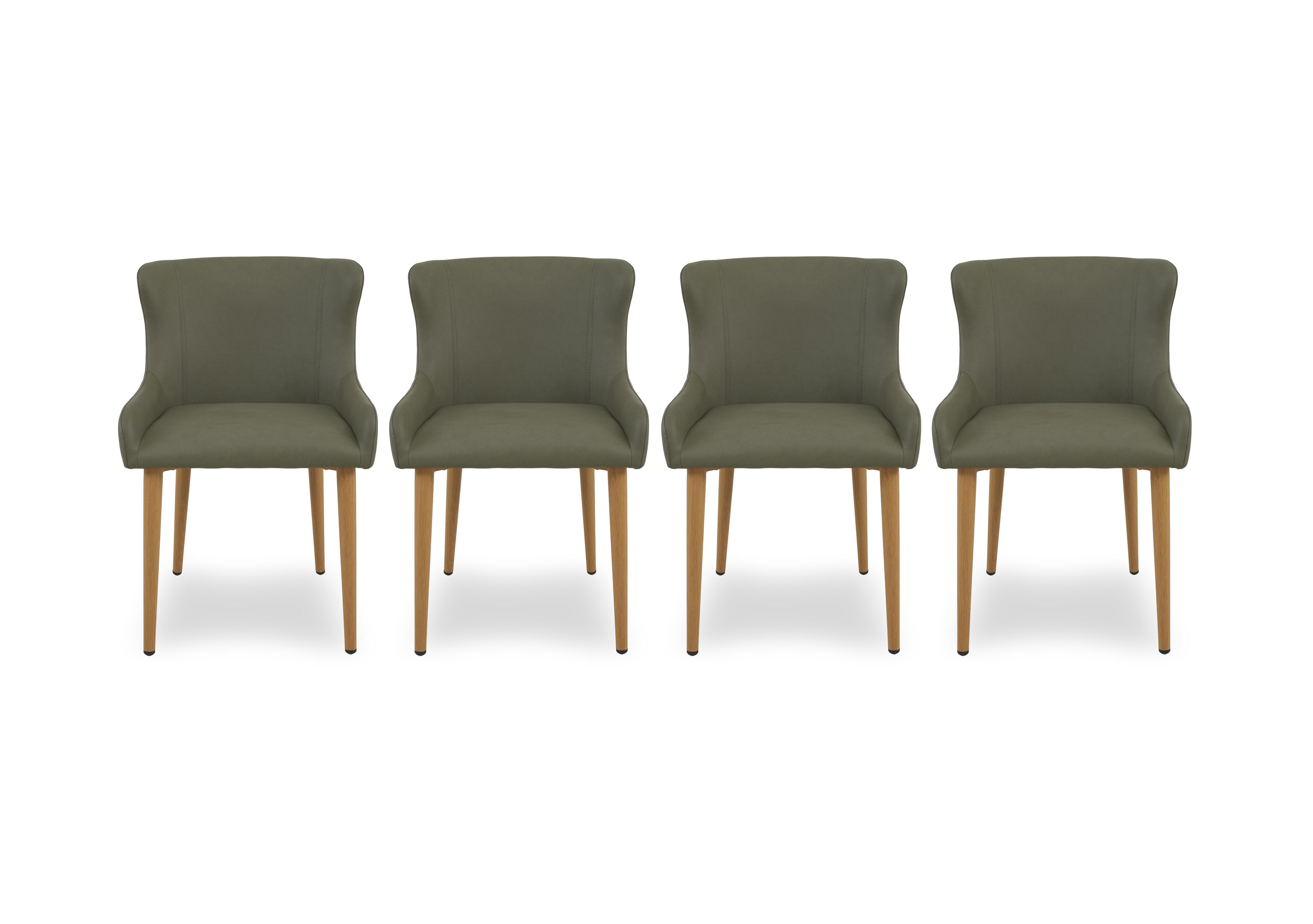 Riga Set of 4 Upholstered Dining Chairs in Green on Furniture Village
