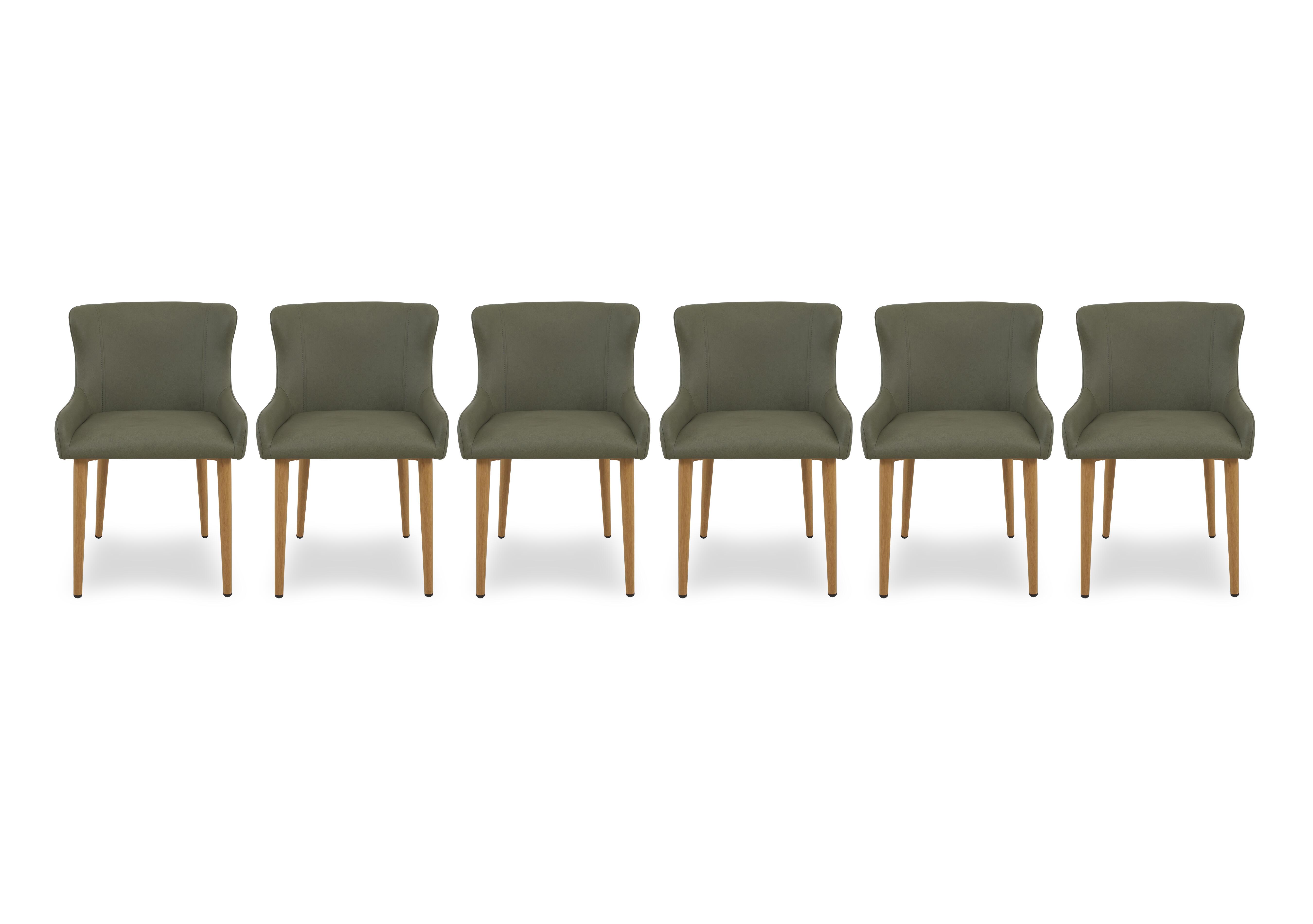 Riga Set of 6 Upholstered Dining Chairs in Green on Furniture Village