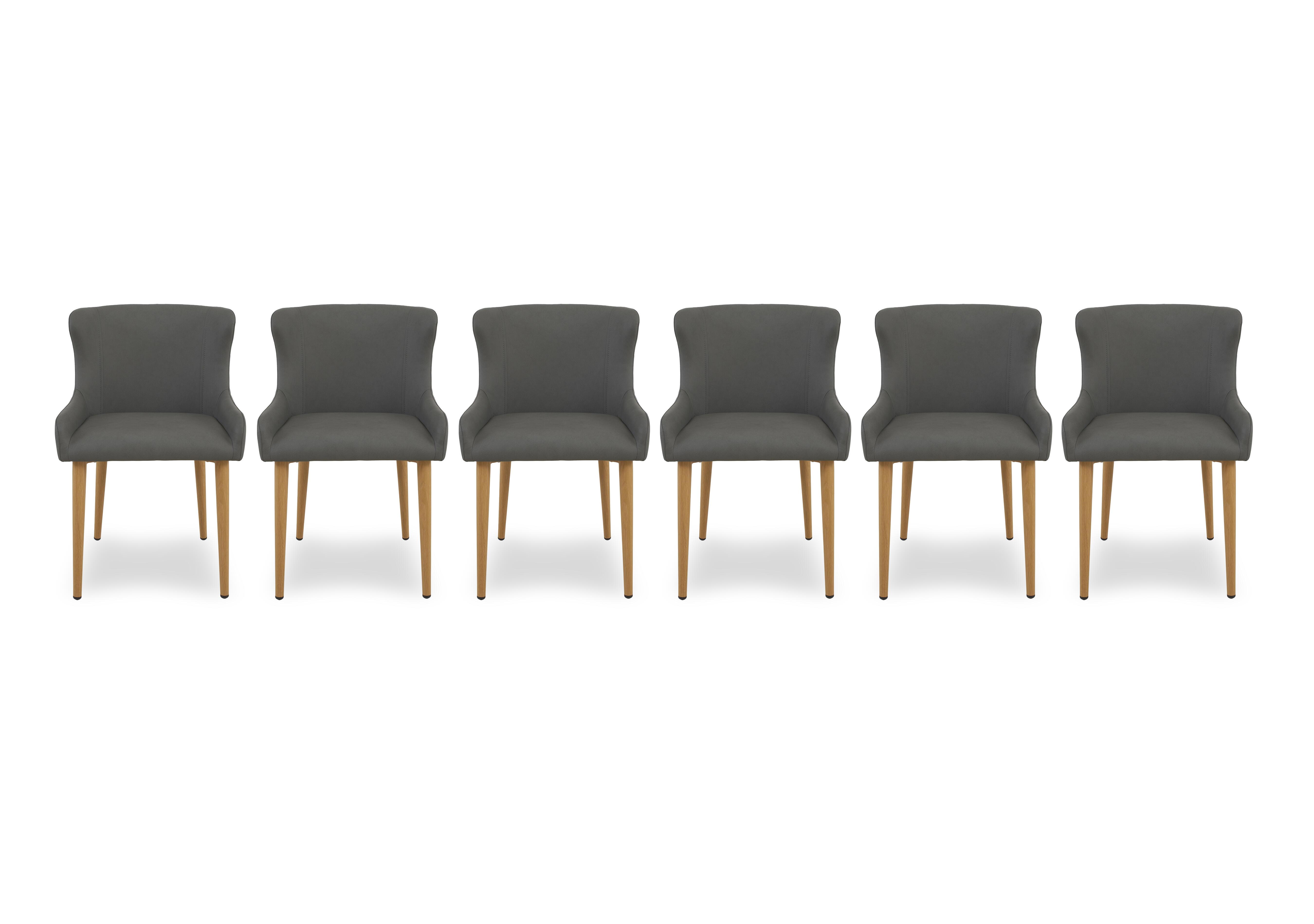Riga Set of 6 Upholstered Dining Chairs in Grey on Furniture Village