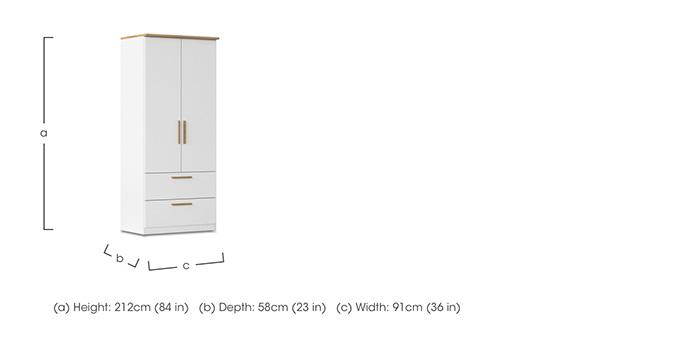 Flavia 91cm 2 Door Decor Combi Hinged Wardrobe in  on Furniture Village