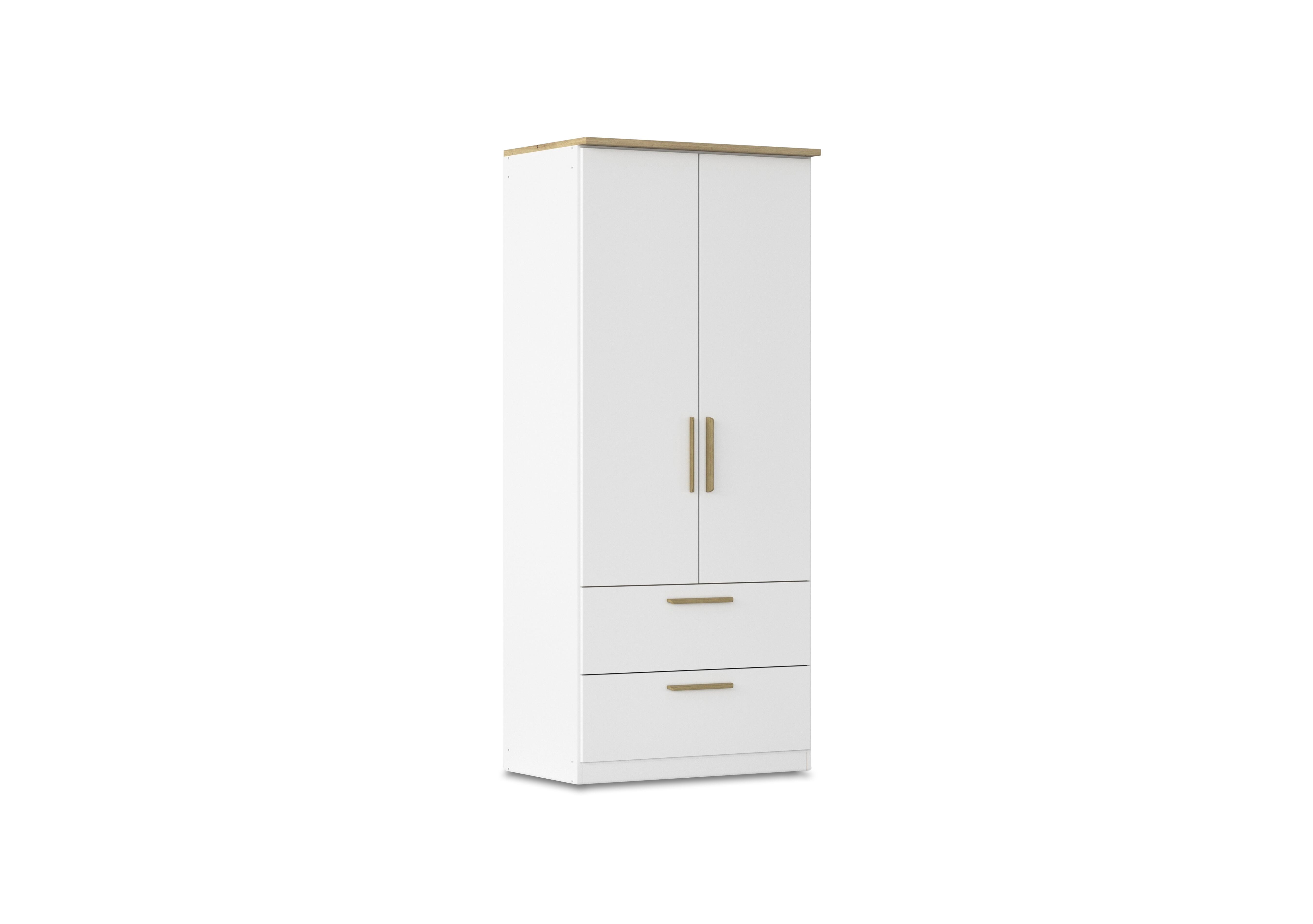 Flavia 91cm 2 Door Decor Combi Hinged Wardrobe in Al772 Alp White Artisan Oak on Furniture Village
