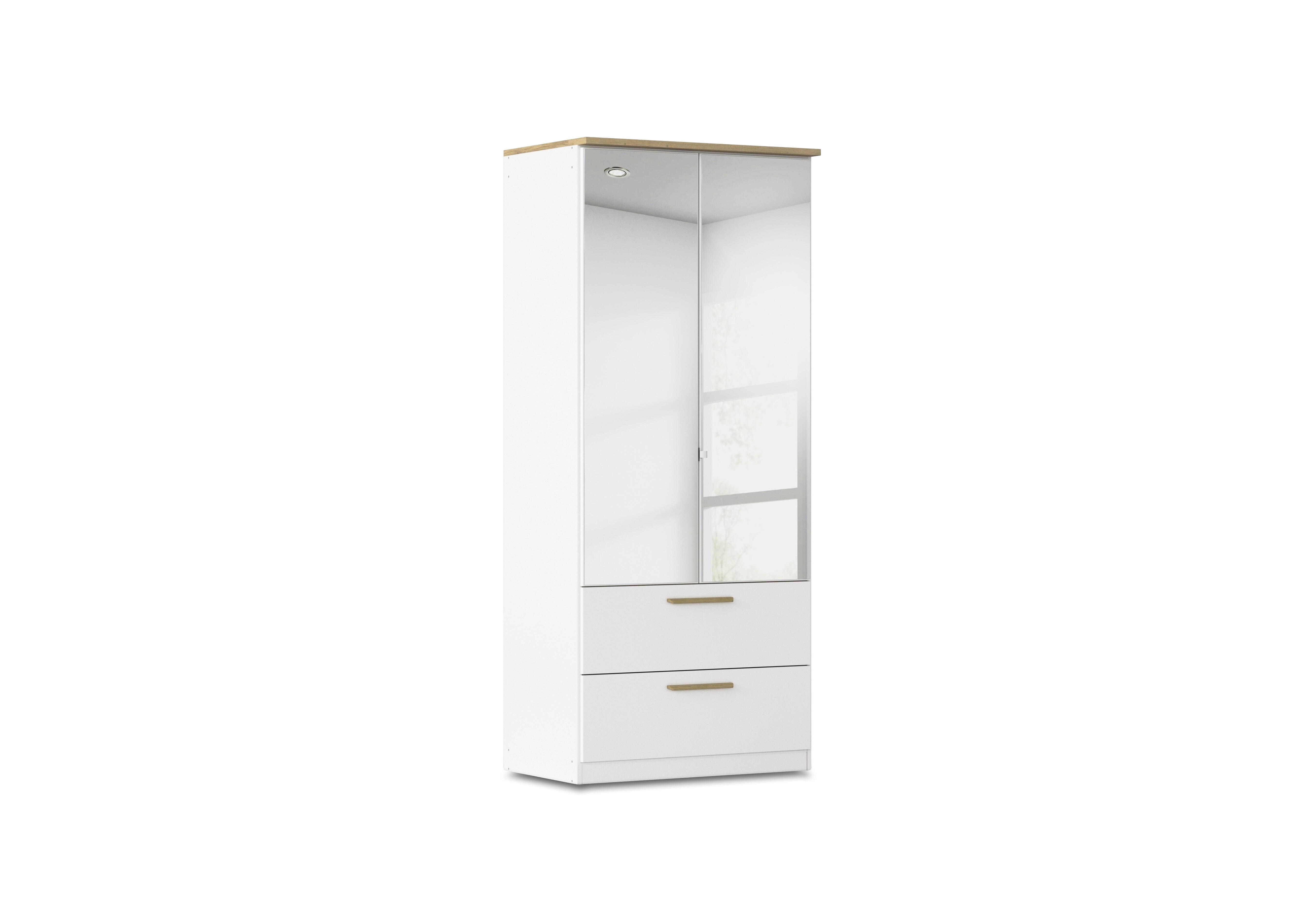 Flavia 91cm 2 Door Decor Combi Hinged Wardrobe with 2 Mirror Doors in Al772 Alp White Artisan Oak on Furniture Village