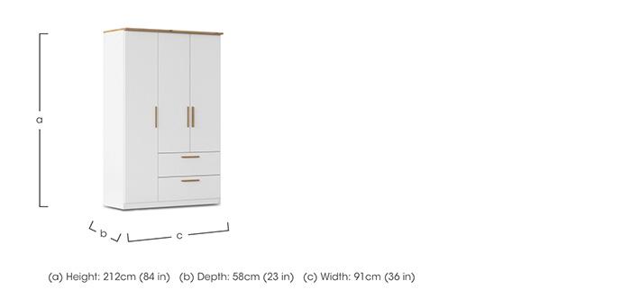 Flavia 136cm 3 Door Decor Combi Hinged Wardrobe in  on Furniture Village