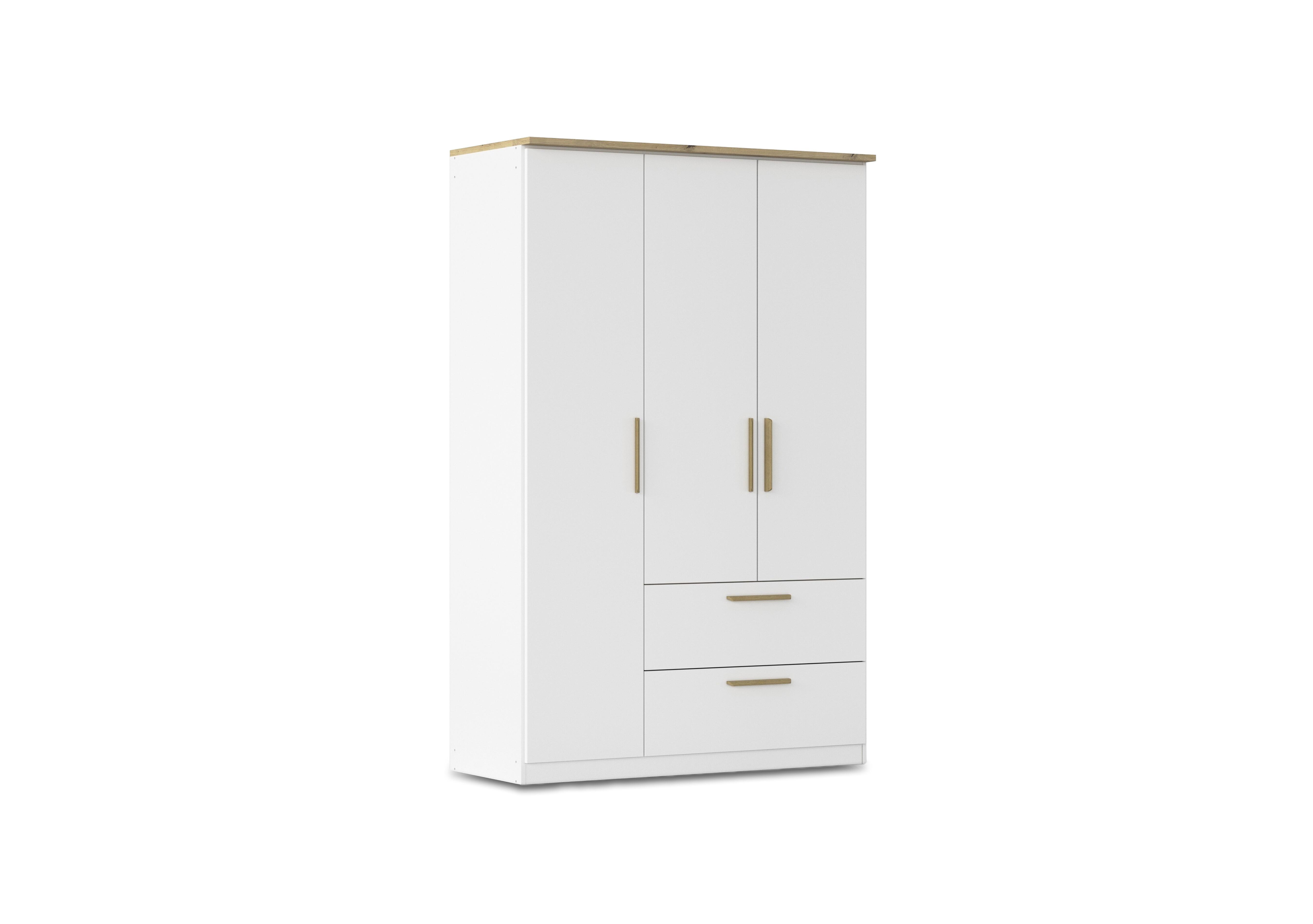 Flavia 136cm 3 Door Decor Combi Hinged Wardrobe in Al772 Alp White Artisan Oak on Furniture Village