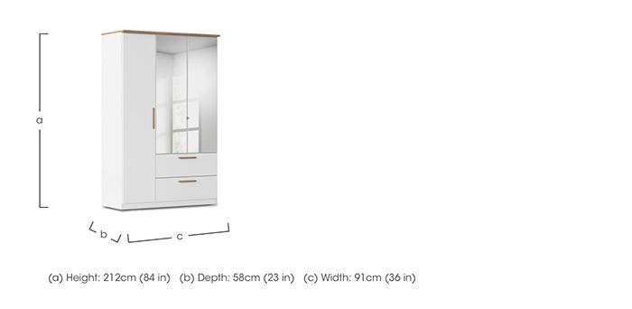Flavia 136cm 3 Door Decor Combi Hinged Wardrobe with 2 Mirror Doors in  on Furniture Village