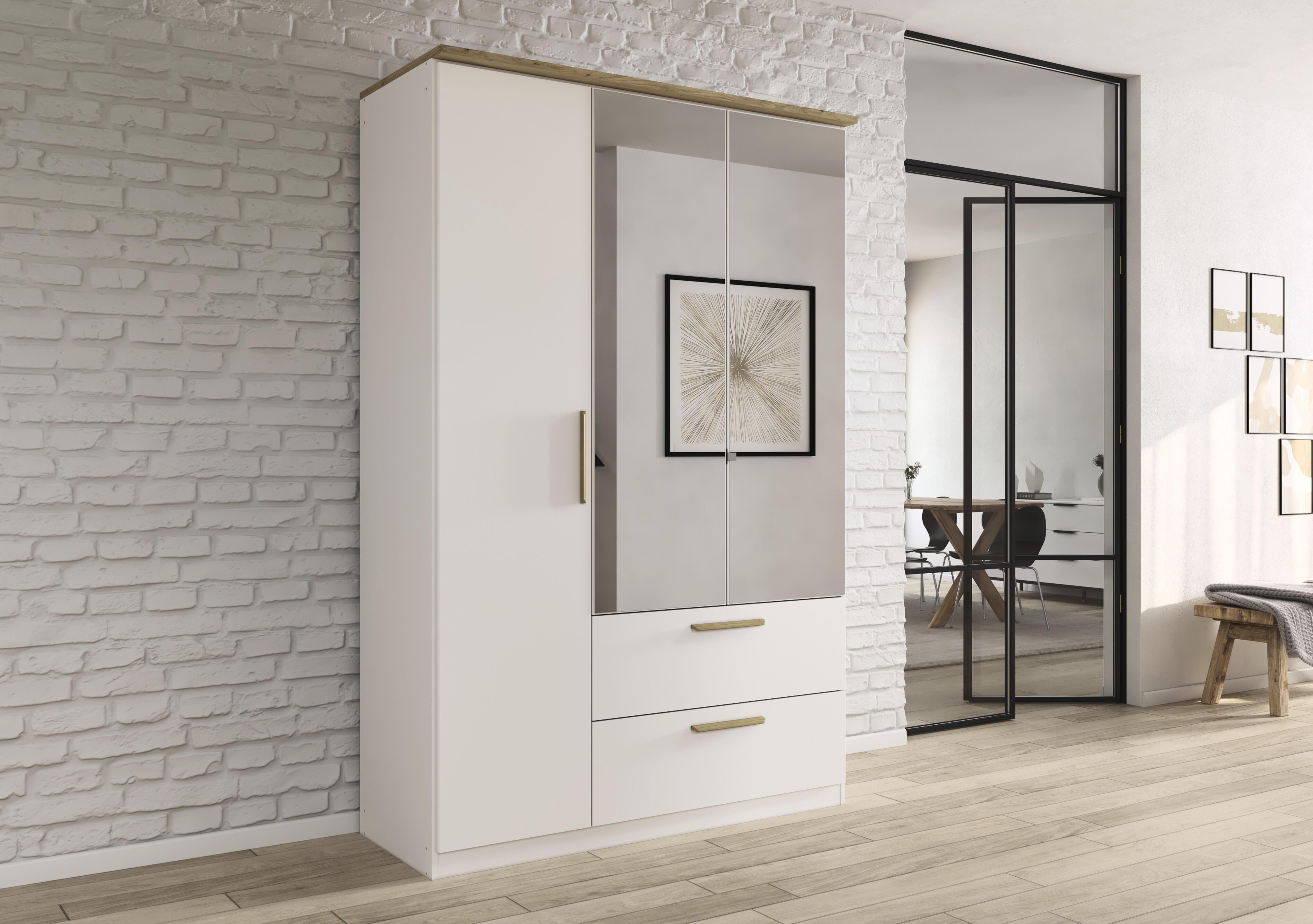 Flavia 136cm 3 Door Decor Combi Hinged Wardrobe with 2 Mirror Doors in  on Furniture Village