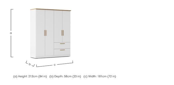 Flavia 181cm 4 Door Decor Combi Hinged Wardrobe in  on Furniture Village