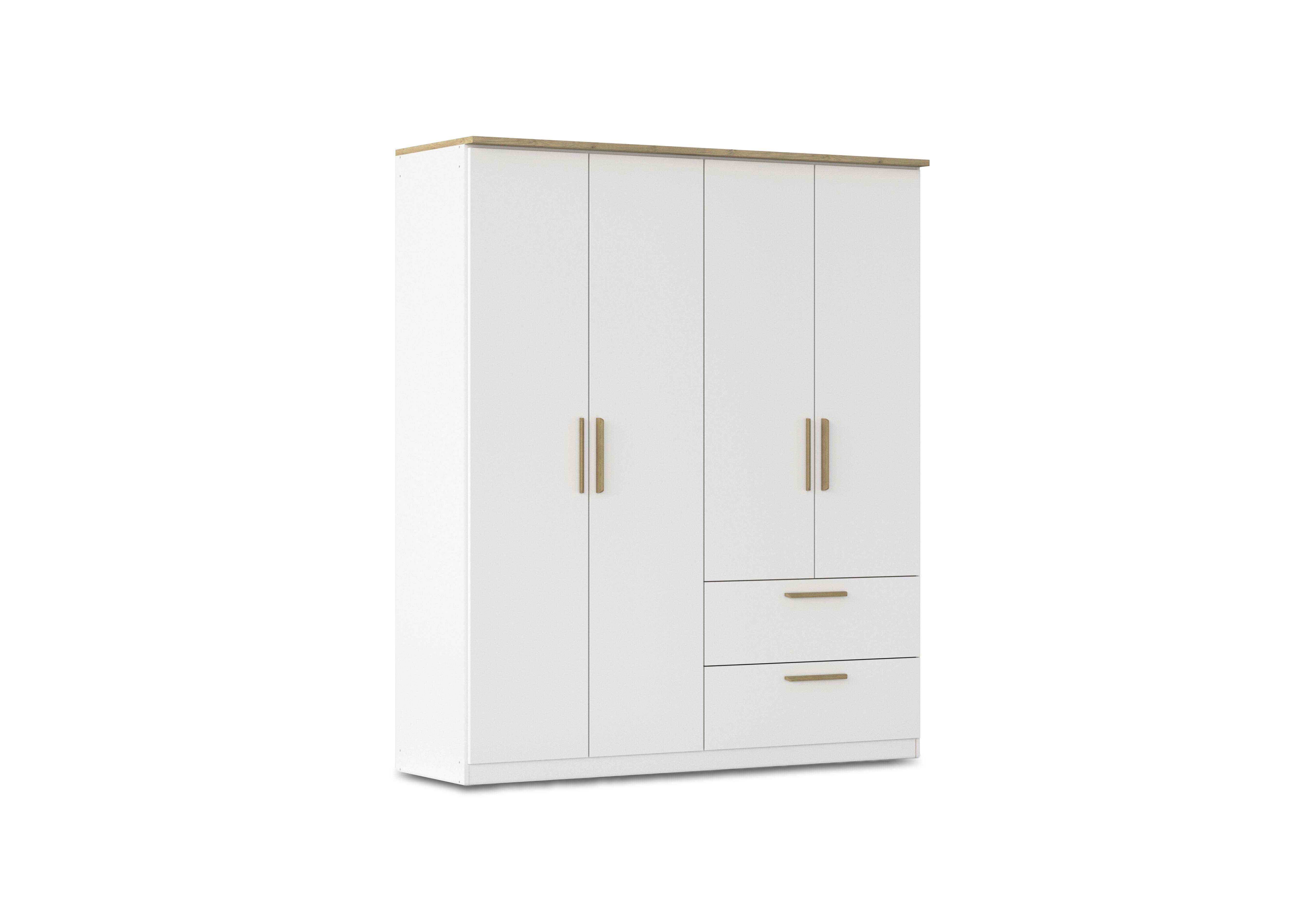 Flavia 181cm 4 Door Decor Combi Hinged Wardrobe in Al772 Alp White Artisan Oak on Furniture Village