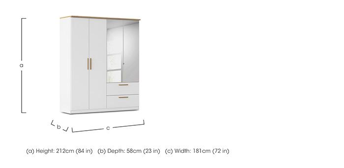 Flavia 181 cm 4 Door Decor Combi Hinged Wardrobe with 2 Mirror Doors in  on Furniture Village