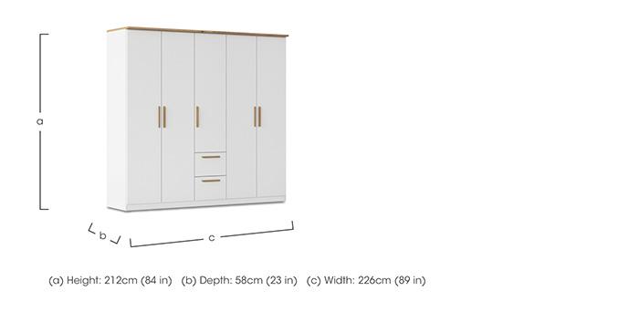 Flavia 226 cm 5 Door Decor Combi Hinged Wardrobe in  on Furniture Village