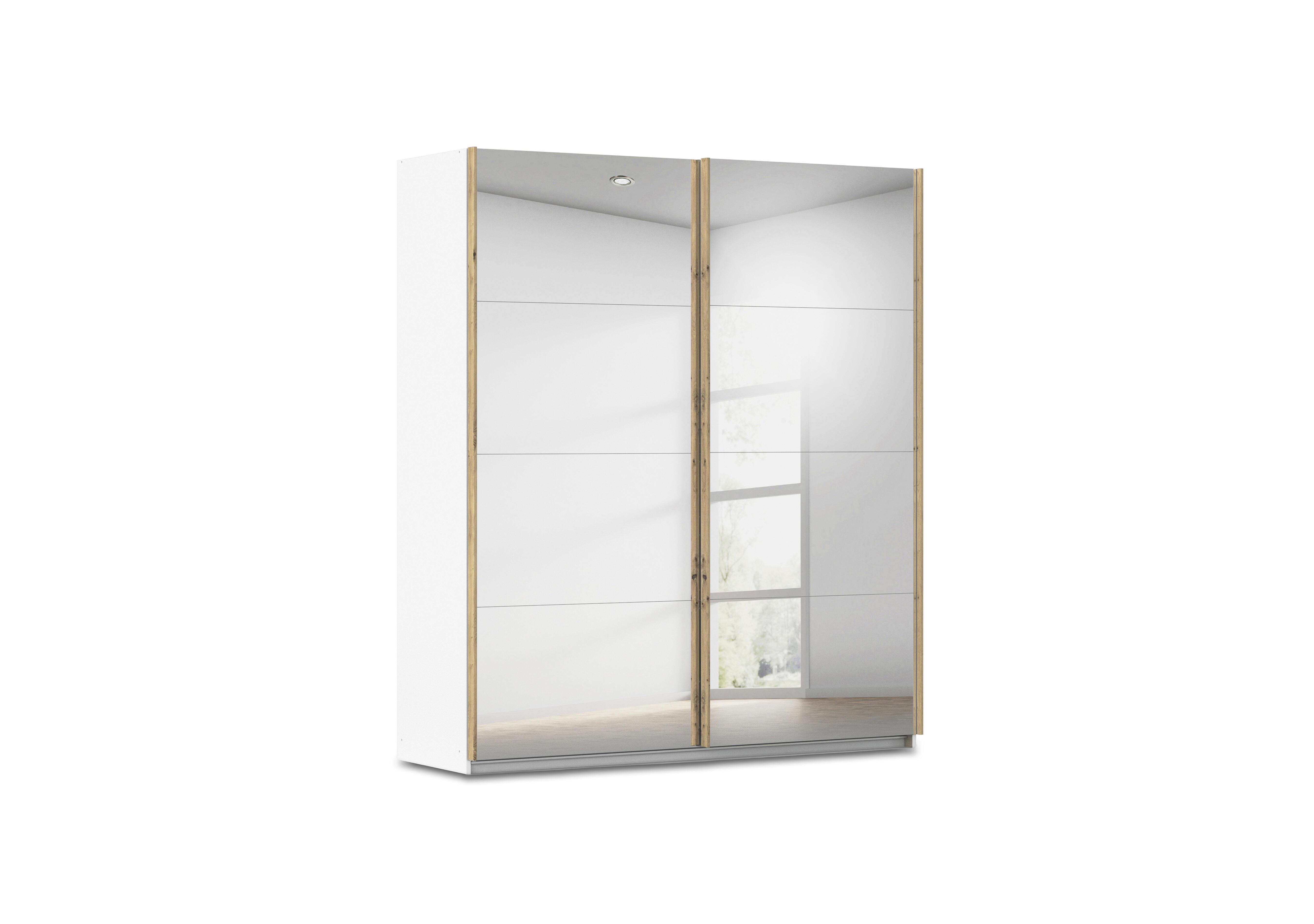 Flavia 181cm 2 Door Decor Mirror Sliding Wardrobe in Al772 Alphine White on Furniture Village