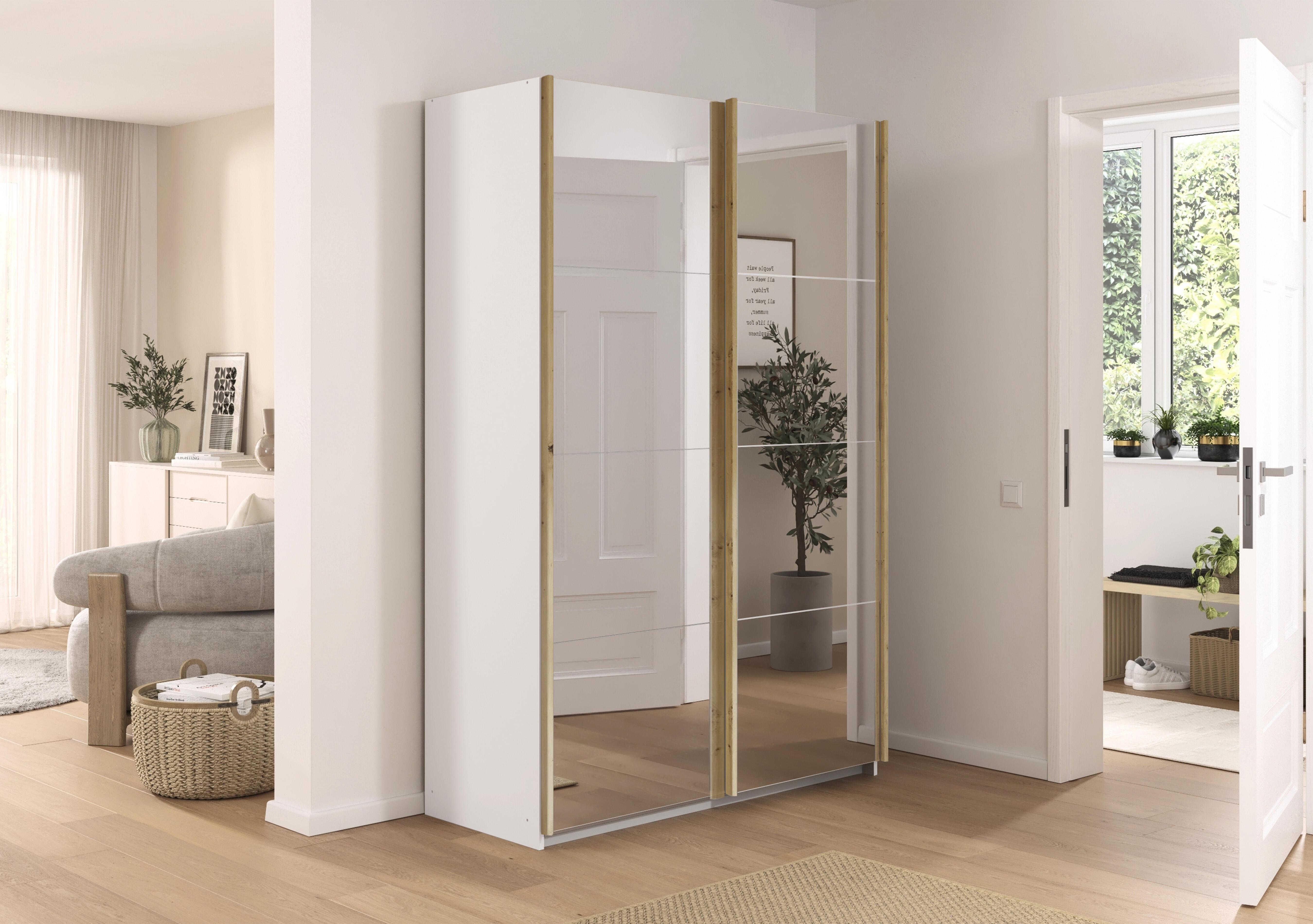 Flavia 136cm 2 Door Decor Mirror Sliding Wardrobe in  on Furniture Village