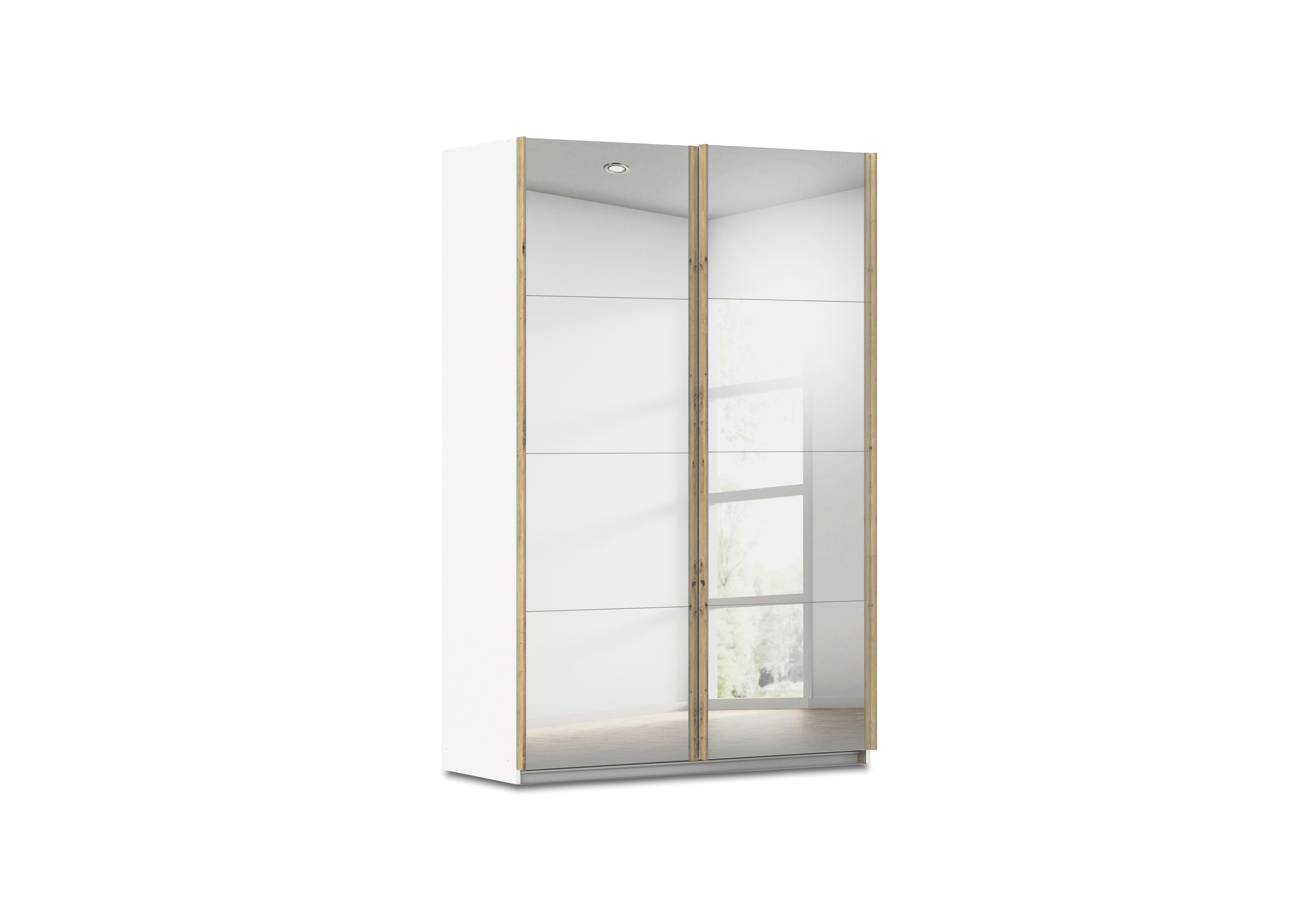 Flavia 136cm 2 Door Decor Mirror Sliding Wardrobe in Al772 Alphine White on Furniture Village