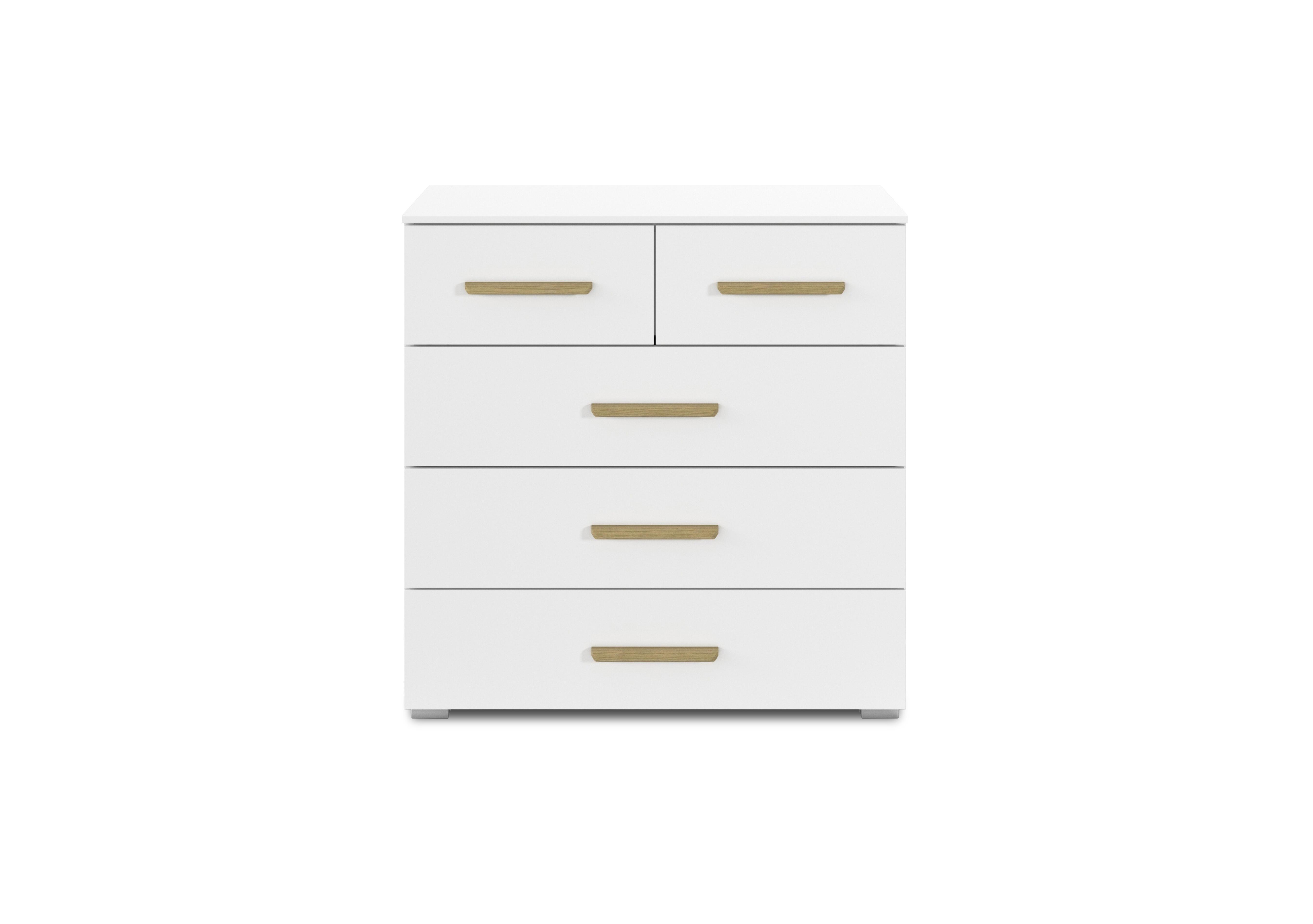 Flavia 2+3 Drawer Decor Chest in Al772 Alphine White on Furniture Village